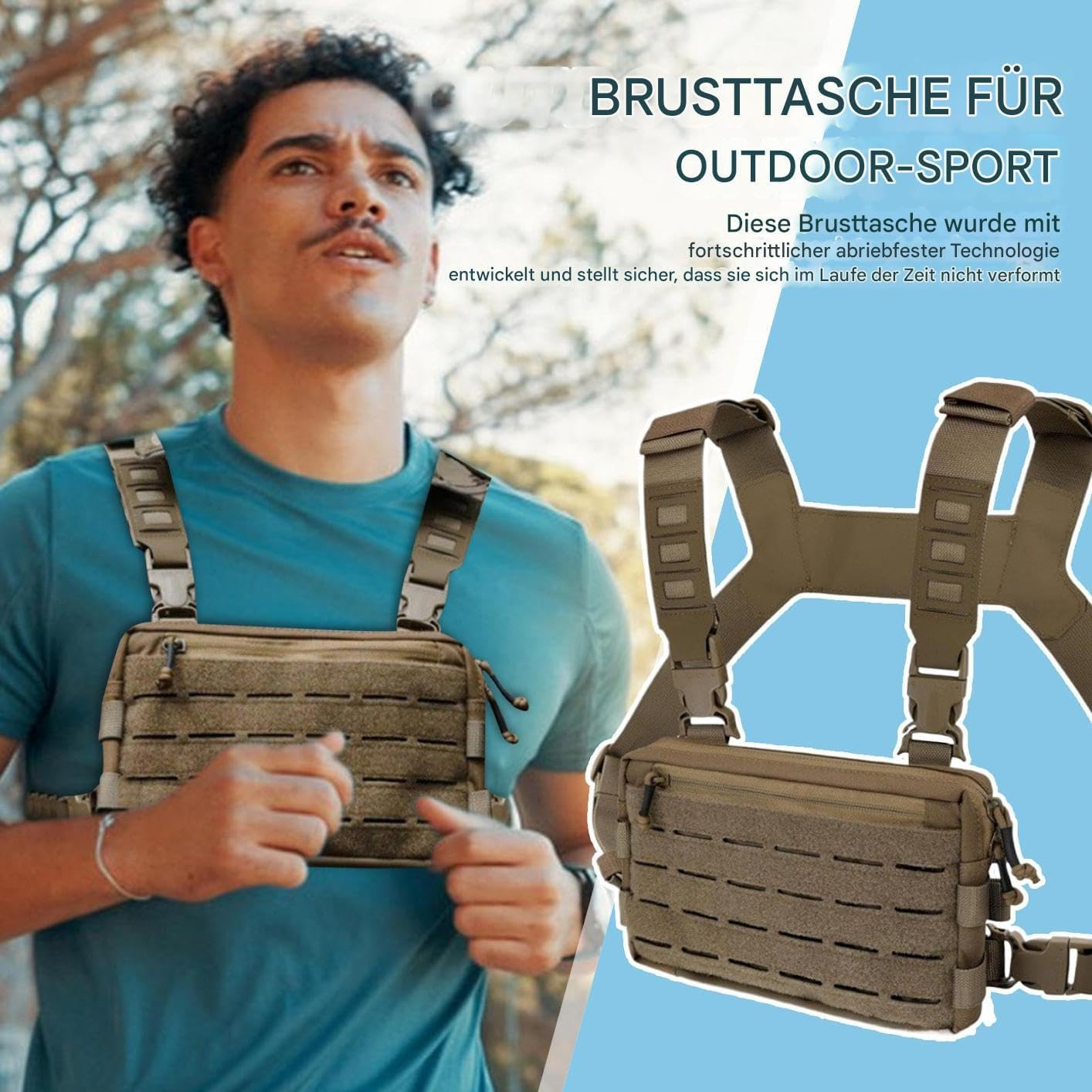 Chest Strap, Men'S Neck Pouch with Adjustable Straps, Anti-Theft Bag Holder for Fitness, Cycling, Outdoor, Travel, Motorcycle, Fishing image number 1