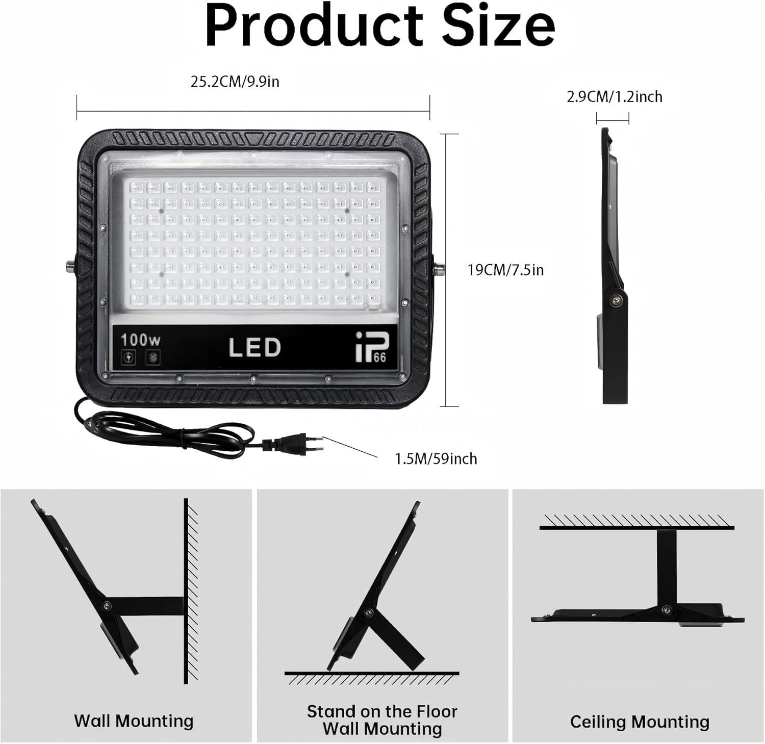 UV Black Light 100W, 395-400Nm Uv Flood Light Outdoor IP66 Waterproof Led Black Light with AU Plug Ultraviolet Floodlight for Stage Party Disco Club Aquarium Fishing Halloween Christmas