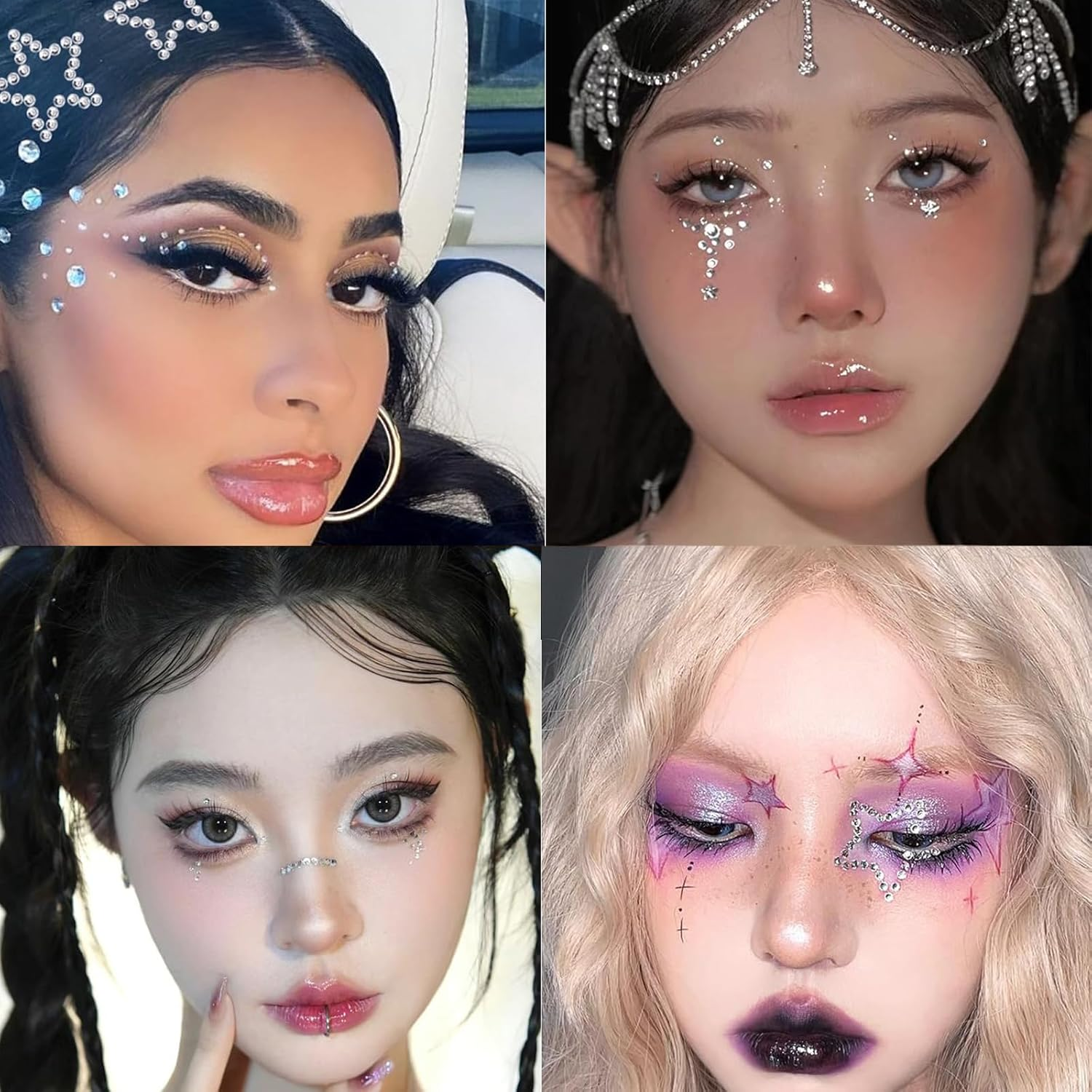 Rylaxzon Face Gems & Hair Jewels - Self-Adhesive Rhinestones & Pearls for DIY Makeup Crafts image number 1