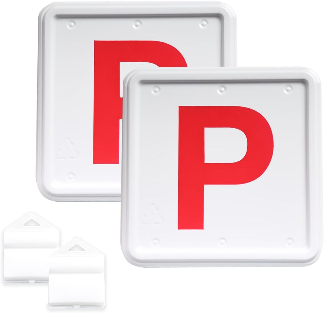 2Pcs Clip-Red P Plate Holder - Easy Attach & Remove License Plate Clips - No Damage to Car or Number Plate - Universal Fit for All Vehicles image number 1