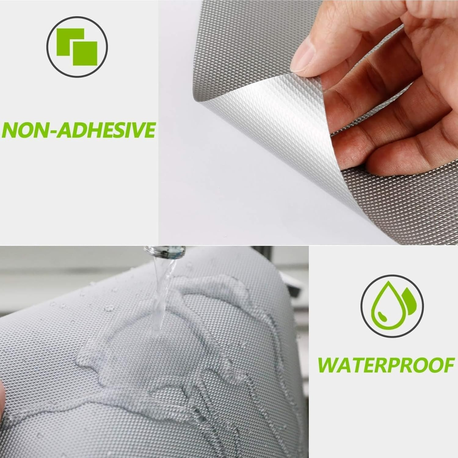 45Cm X 600Cm Cupboard Liners, Silver Grey Non Slip Mat, Kitchen Drawer Liner Waterproof, PVC Cupboard Mats, Drawer Lining for Shelf, Pantry, Cupboard, Caravan image number 4