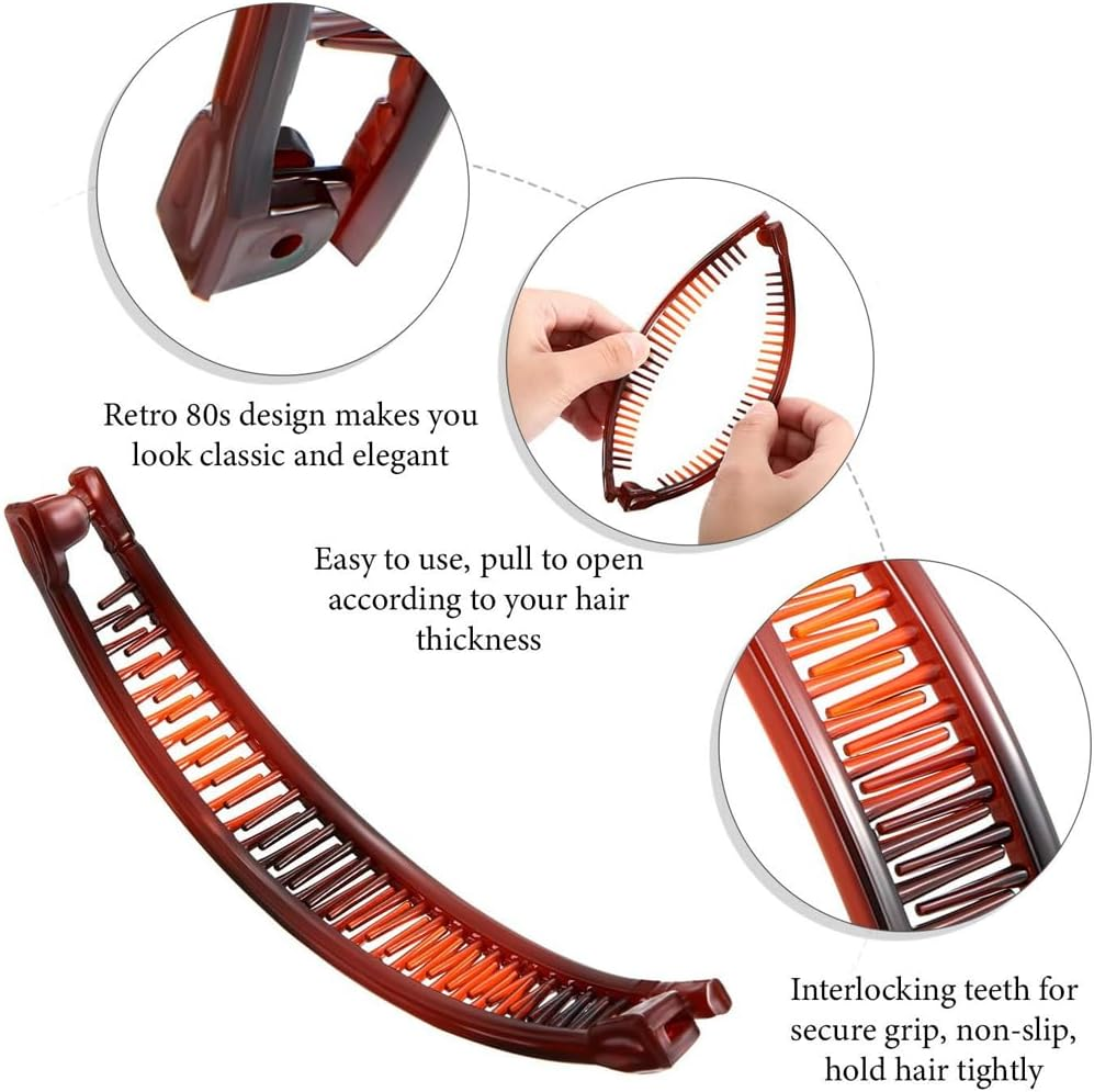 OUDQFCJ Banana Clip for Thick Hair, Retro Hair Accessory, Hair Comb, Vintage Fishtail, Hair Clips for Women and Girls, Pack of 4 image number 5