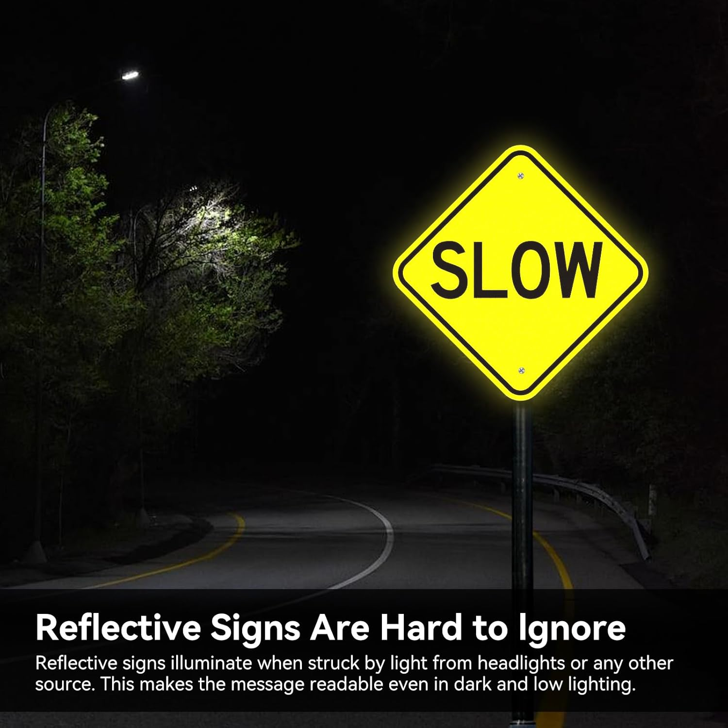 Slow down Signs, 12" X 12", Reflective Rust-Free Aluminum, UV & Weatherproof, Easy Mount for Driveways & Streets image number 1