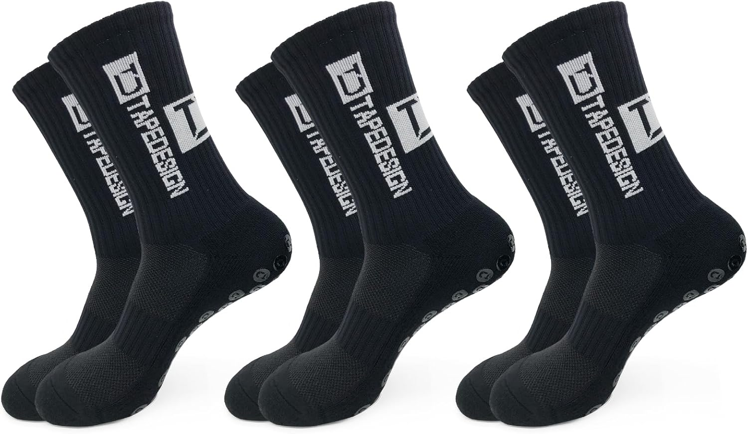 3 Pairs Anti-Slip Football Socks for Soccer Athletes, Soft & Comfortable Silicone Dot Grip Bottom Mesh Breathable Sports Socks for Matches