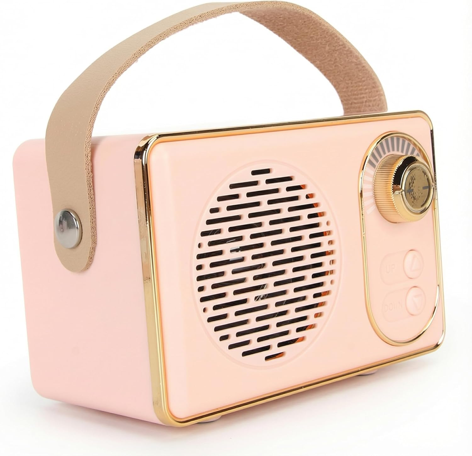 Retro Bluetooth5.0 Speaker with AUX USB Rechargeable MP3 Player, Vintage Mini Desktop Speaker, Portable for Camping Party Gift (Rose)