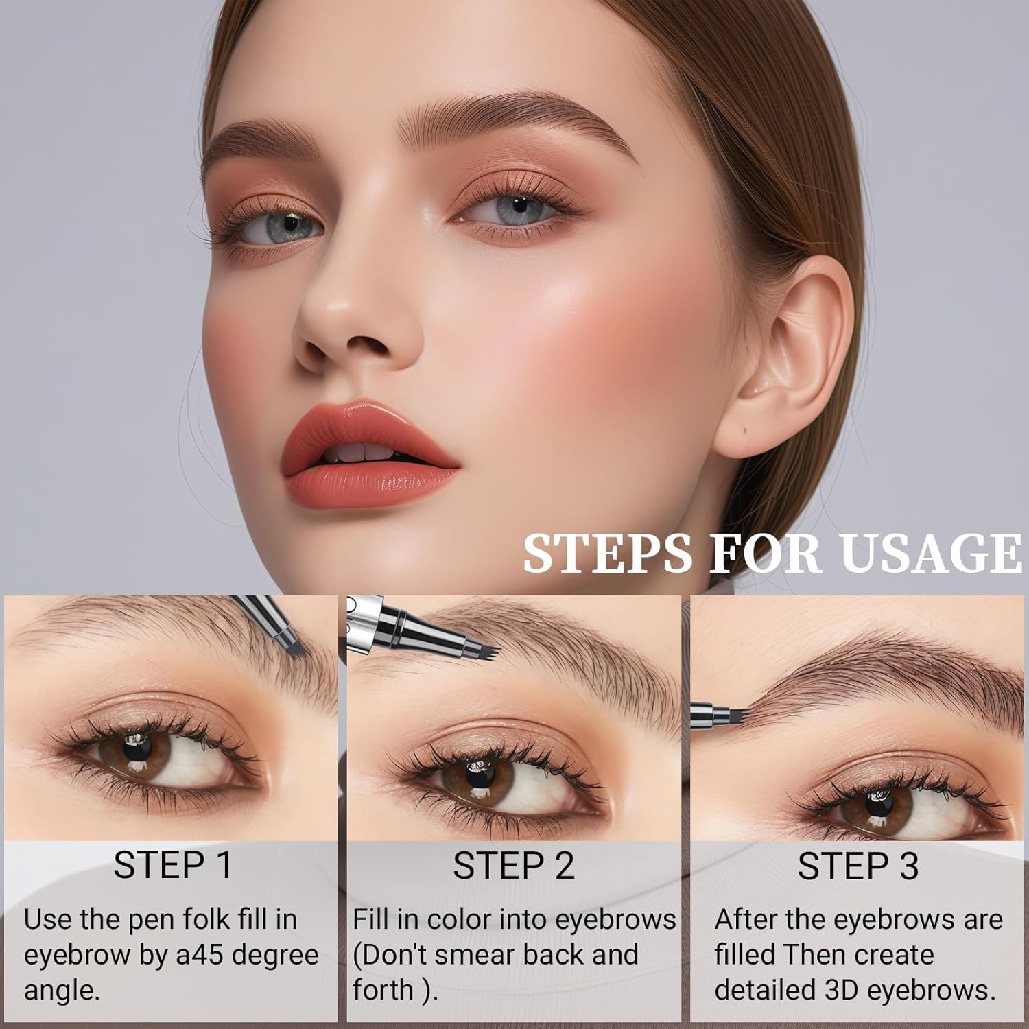 YBUETE Eyebrow Pen Microblading Eyebrow Pencil, Four-Pronged Tip Microfine Split Eyebrow Pen, Professional Bionic 3D Natural Eyebrow Makeup, Long-Lasting Waterproof Eye Brow Pencils for Women image number 1