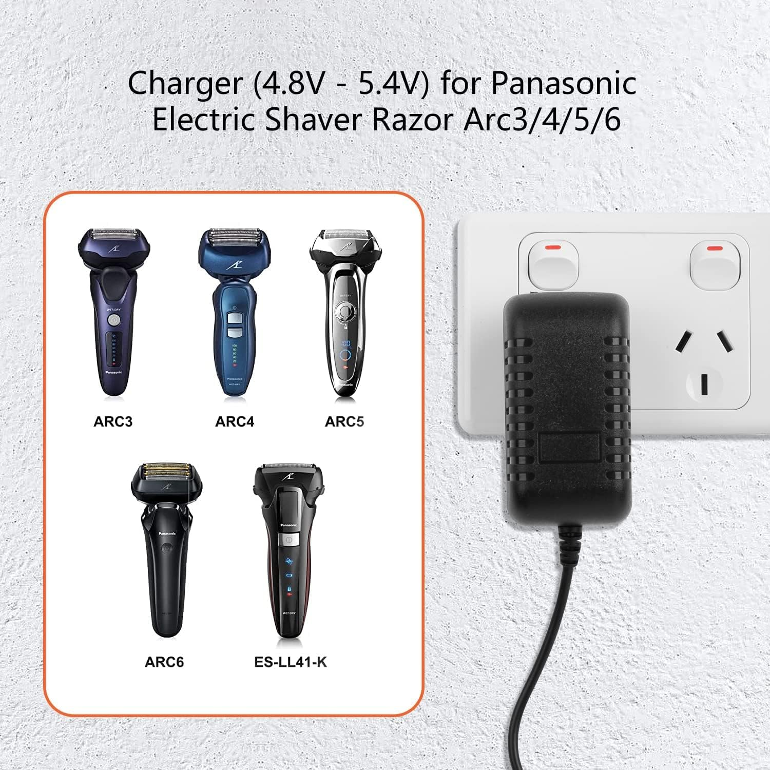 5.4V Power Supply Charger for Arc5 Razor Shaver, Compatible with Arc4 Arc3 Wet Dry 3 4 5 Electric Blade Razor RE7-40 RE7-68 RE7-59 RE7-51 ER-GC20 ES-LV65-S ES-LA93-K image number 2