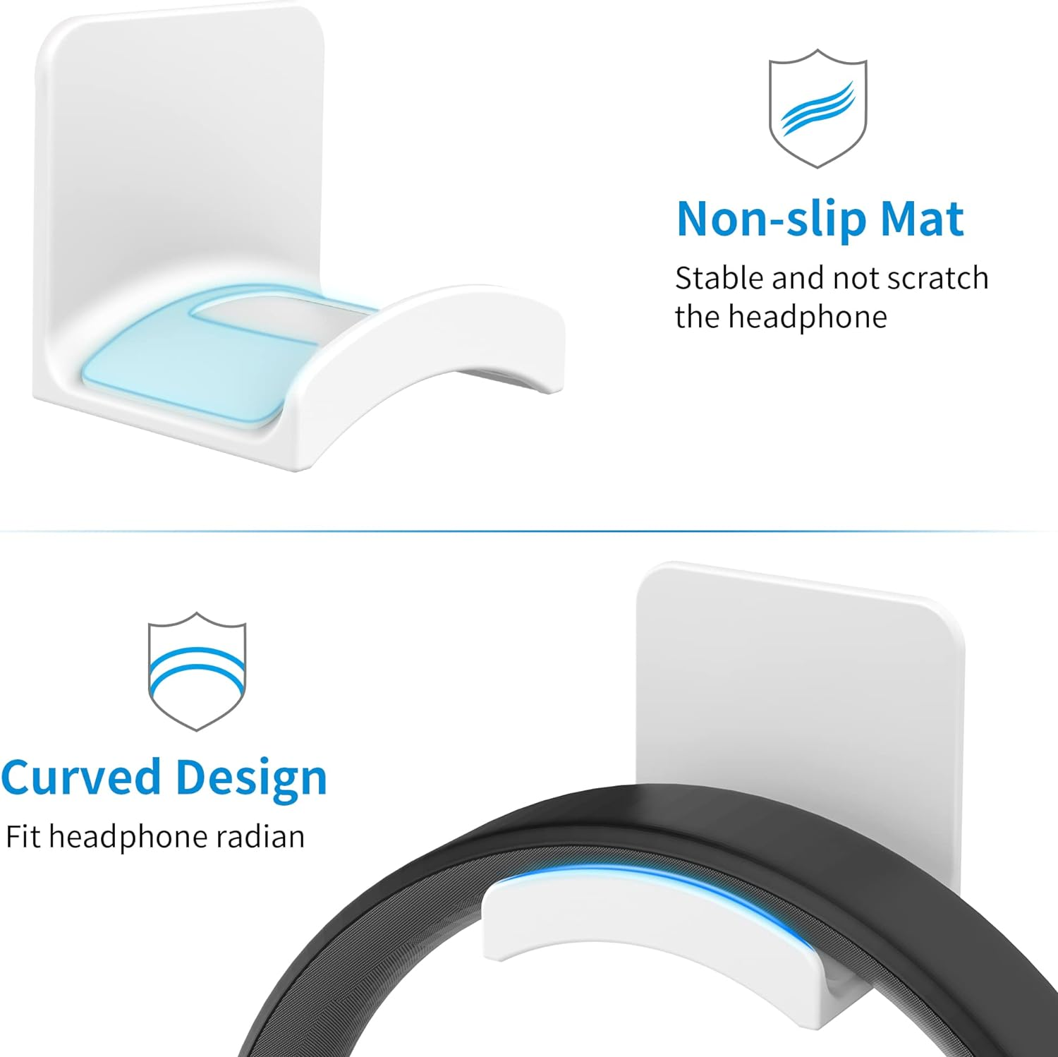 SOKUSIN Headphone Stand Headset Holder - Adhesive Gaming Earphones Hanger, Universal Desk Wall Mount Hook for All Headphone/Controller, Compatible with Beats, Airpods Max,Sony, JBL (White) - Pink-2 Pack image number 6