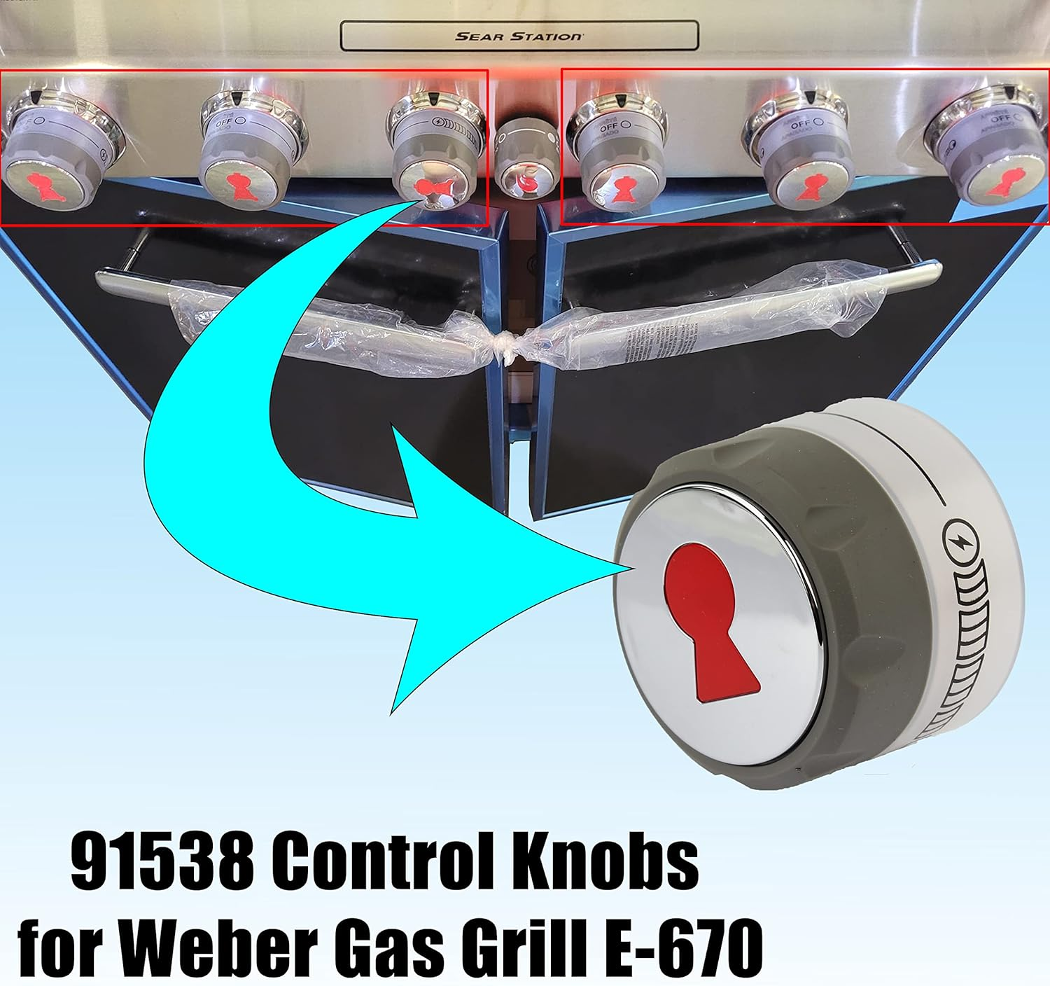 91538 Lighted Control Knobs 2 Pack for Weber Summit Grills,Fit for E-470, E-670, S-460, S-470, S-660, S-670 Etc. image number 5