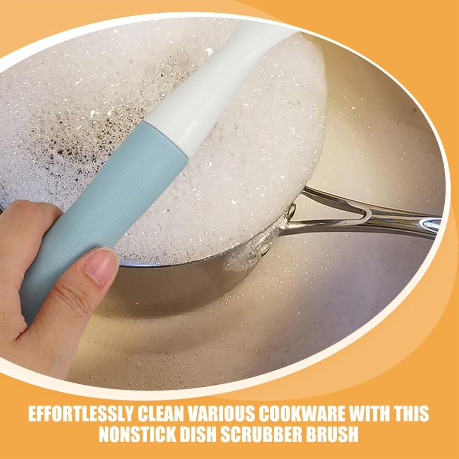 2Pcs Silicone Pot Brush,Kitchen Dish Brush,Long Handle Dish Brush,Sink Cleaning Brush Bottle Scrub Brus,Kitchen Cleaning Brush Kitchen Supplies,For Plates Dishes Kitchen Sink image number 6