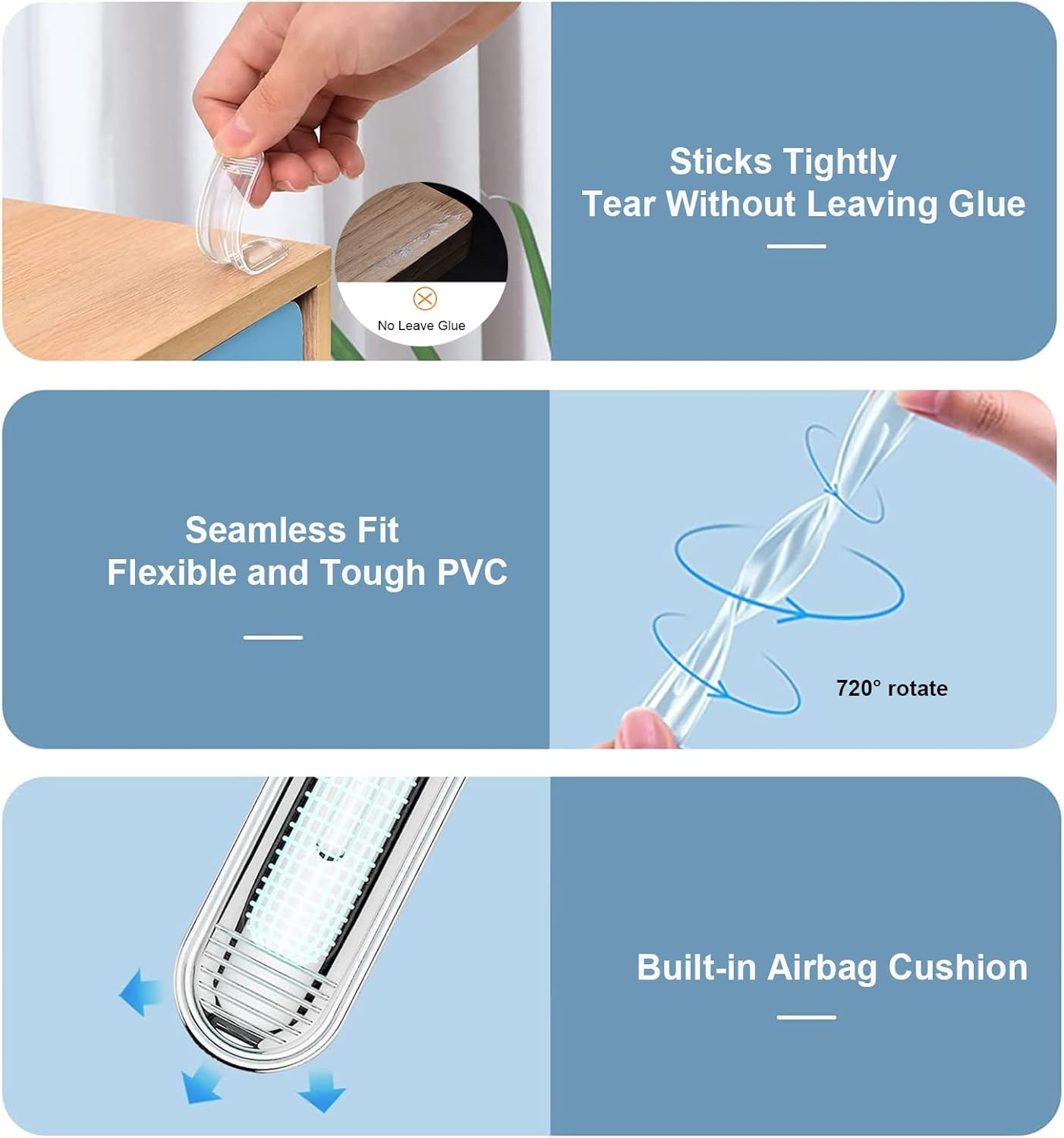 Clear Furniture Bumpers 24-Pack (24 Long) - Adhesive Backed Silicone Rubber Wall Protector Pads for Chair, Cabinet, Shower Door, Drawer, Toilet Lid, Car Door Guard image number 3