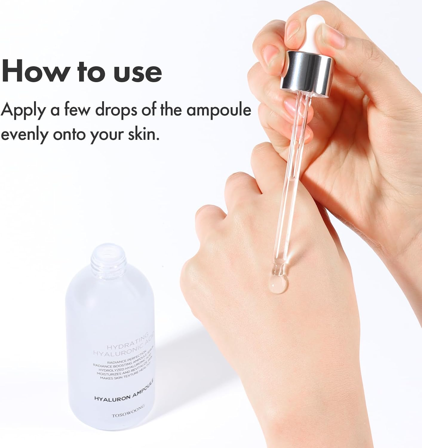 TOSOWOONG Hyaluronic Acid Ampoule, Hydrating Glow and Skin Barrier Protection, Anti-Aging Face Serum for Dry Skin, Korean Skincare Beauty Products, 100Ml, 3.38 Fl. Oz. image number 6