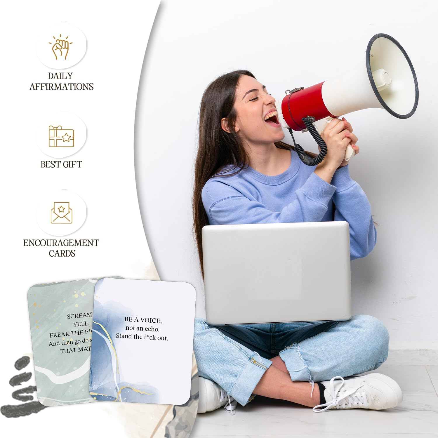 BIROYAL Badass Affirmation Cards for Women - 55 Inspirational & Motivational Cards - Daily Positive Affirmation Card for Women with Display Stand & Metal Box - 3.5&rsquo;&rsquo; X 2.8&rsquo;&rsquo; image number 6