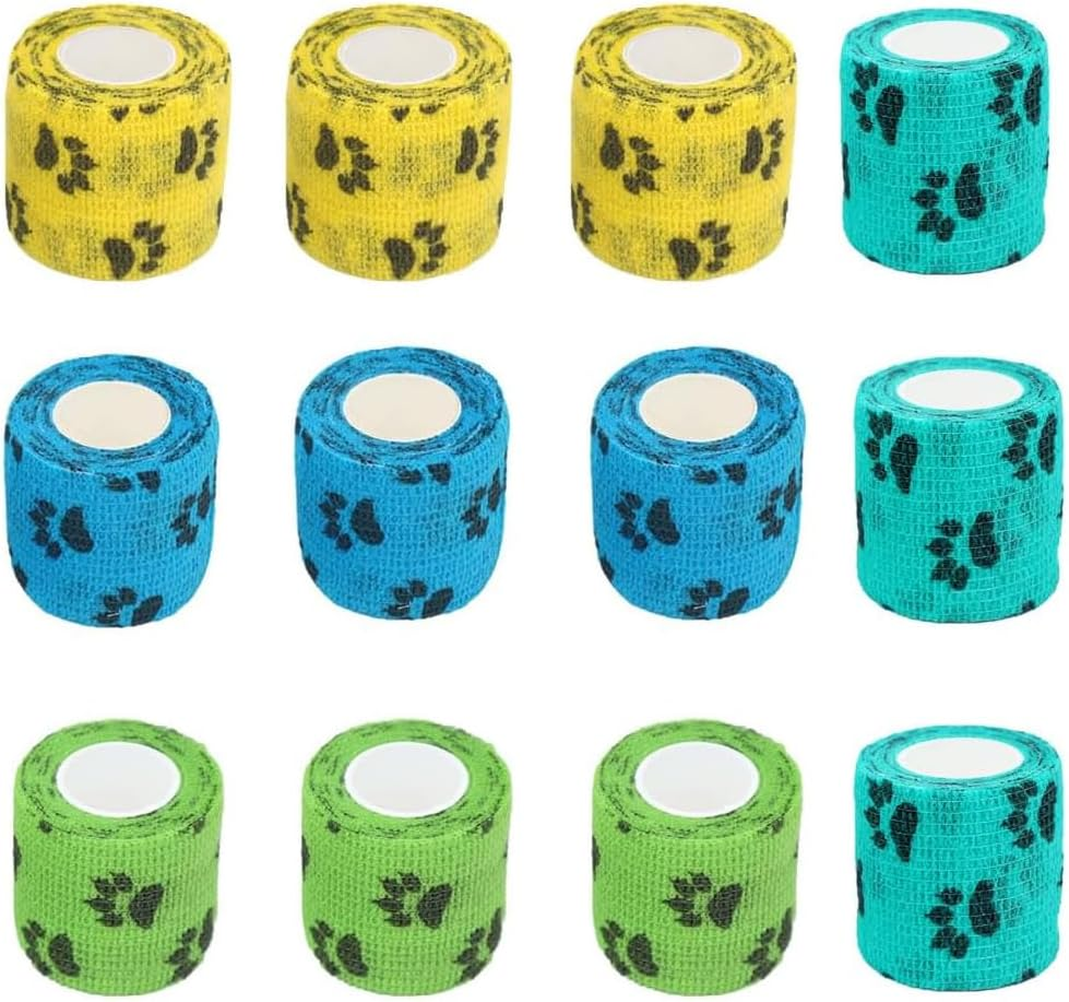 Walquicks 12 Rolls Pet Self Adhesive Bandage, 4 Colors Vet Wrap Bulk, Soft Breathable Vet Pet Wraps, Breathable, Elastic, for Cats, Dog, Horse, Pet and Others Waterproof Self Adherent Bandage image number 4