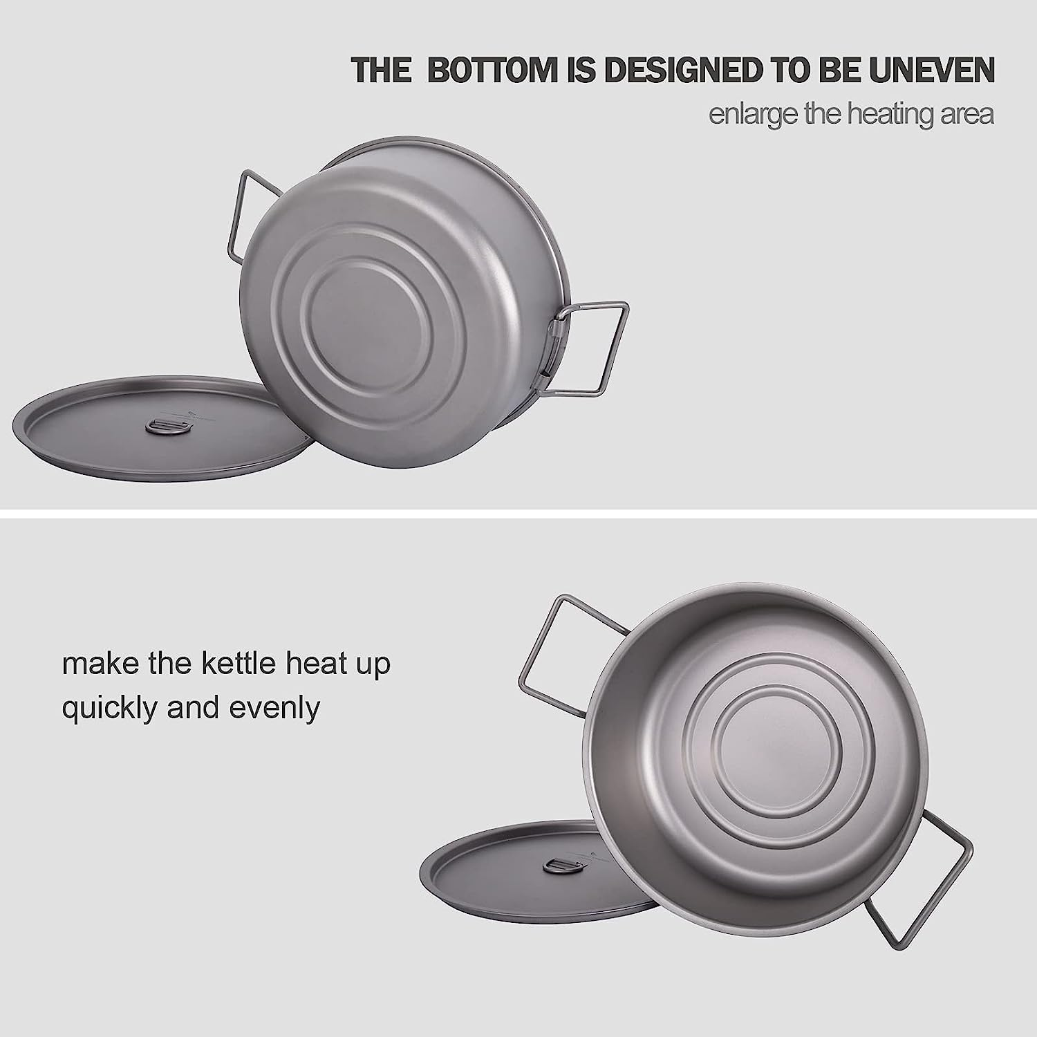 Boundless Voyage Outdoor Camping Titanium Pot 2L Stockpot with Lid Folding Handle Hiking Picnic Portable Big Capacity Soup Pot Home Kitchen Ti2054C image number 2