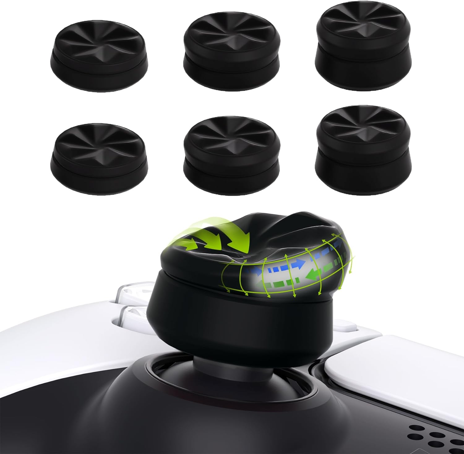 Playvital 3 Height Hurricane Thumbs Cushion Caps Thumb Grips for Ps5, for Ps4, Thumbstick Grip for Xbox Core Wireless Controller, Thumb Grips for Xbox One, Elite Series 2, for Switch Pro - Black