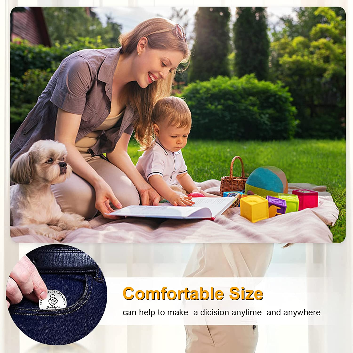 New Parents Decision Coin, Flip Coin for Mum Dad with Gift Box, Engraved Stainless Steel Fun Coin for Decision Making, Novelty Gifts for Mum Dad New Baby New Parents image number 4