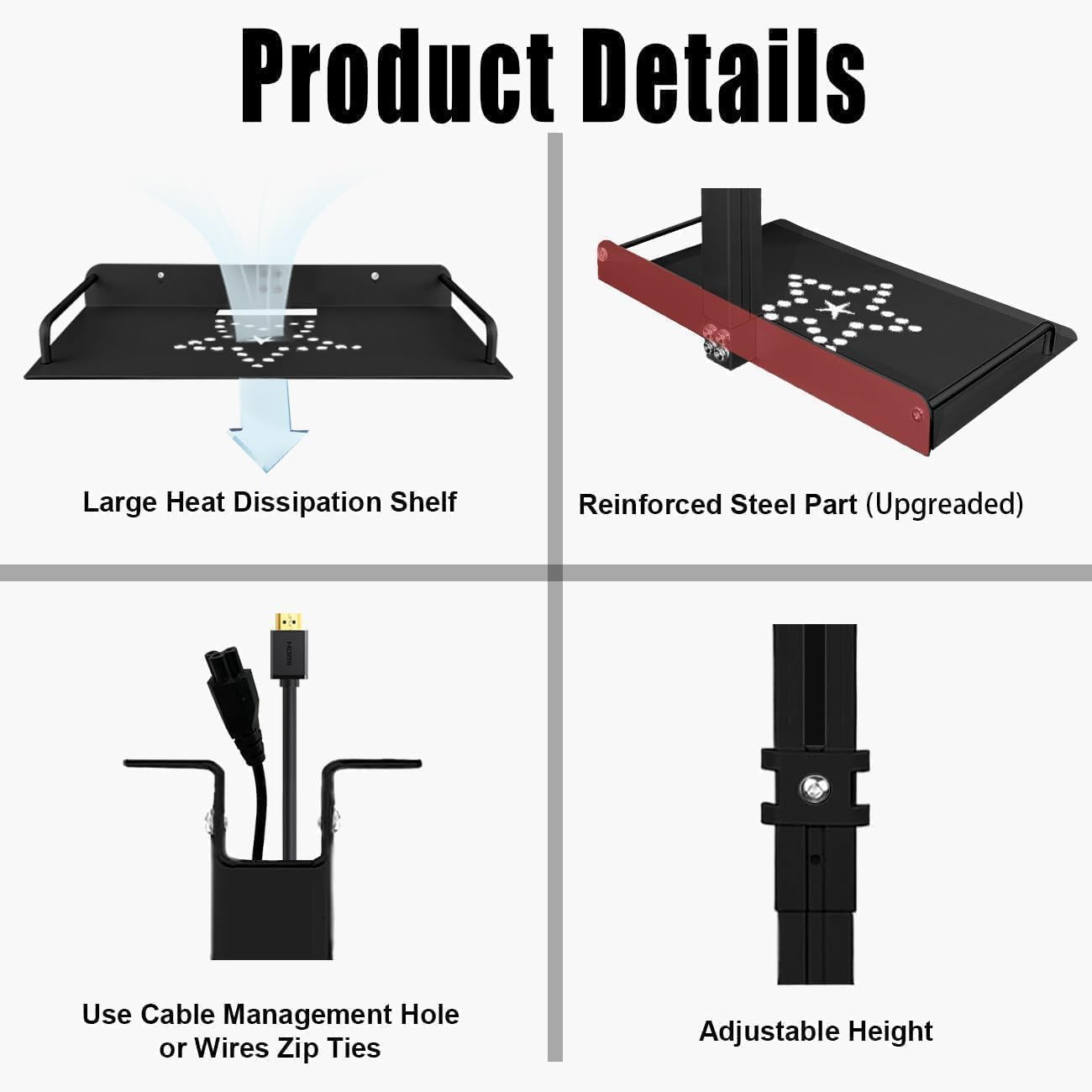 2-Be-Best Projector Mount Universal Ceiling Mount with Tray, 11.8IN-20.5IN / 30CM-52CM Height Adjustable Projector Ceiling Mount Extending Projector Shelf Ceiling Tray Mount Black Upgraded image number 1