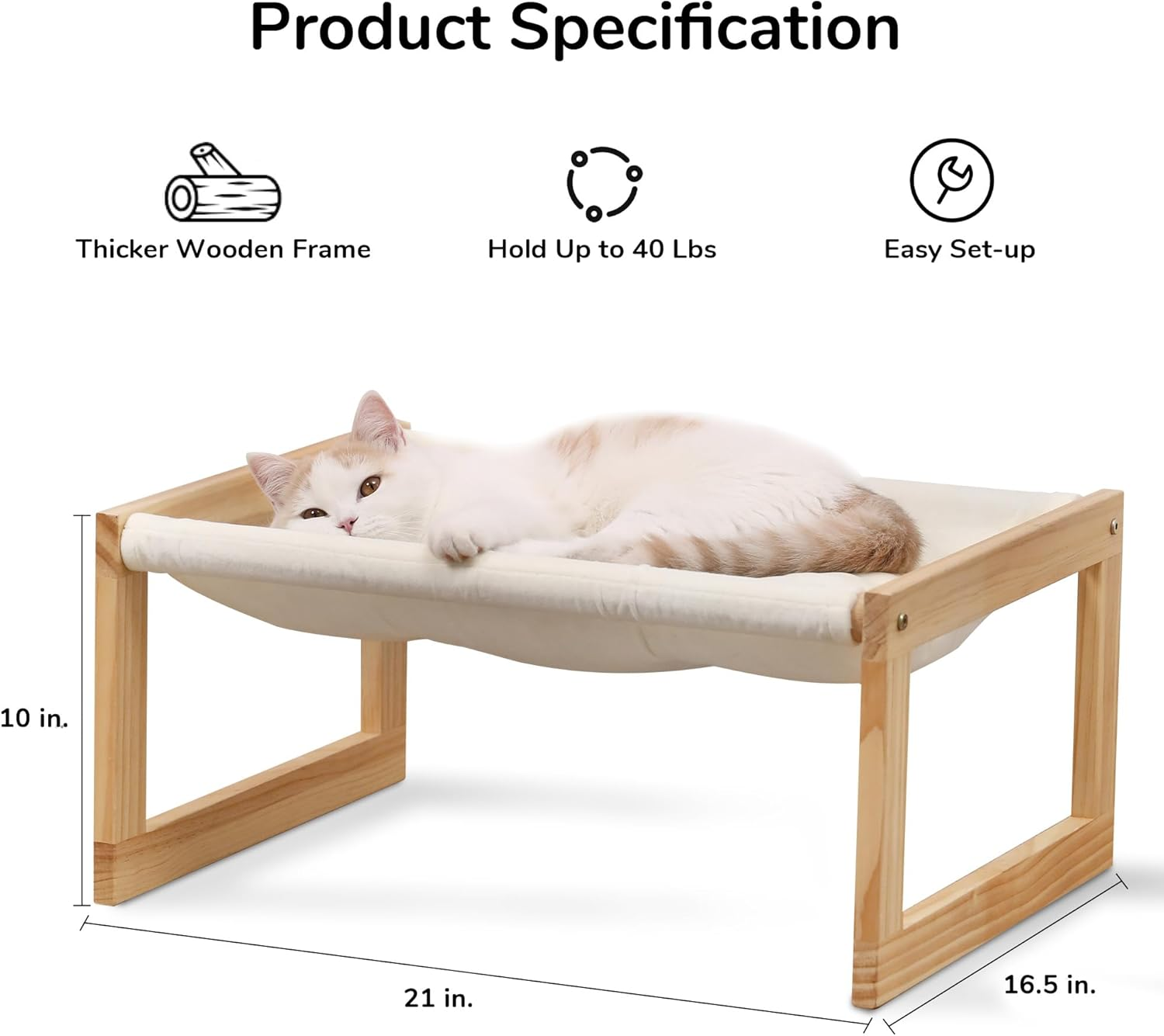 FUKUMARU Cat Bed, Plush Velvet Cat Beds for Indoor Cats, Wooden Cat Hammock, 20 X 16 Inch Cat Couch, Suitable for Cats, Puppy, Bunny, Rabbit, Kitten & Small Animal (CH02)