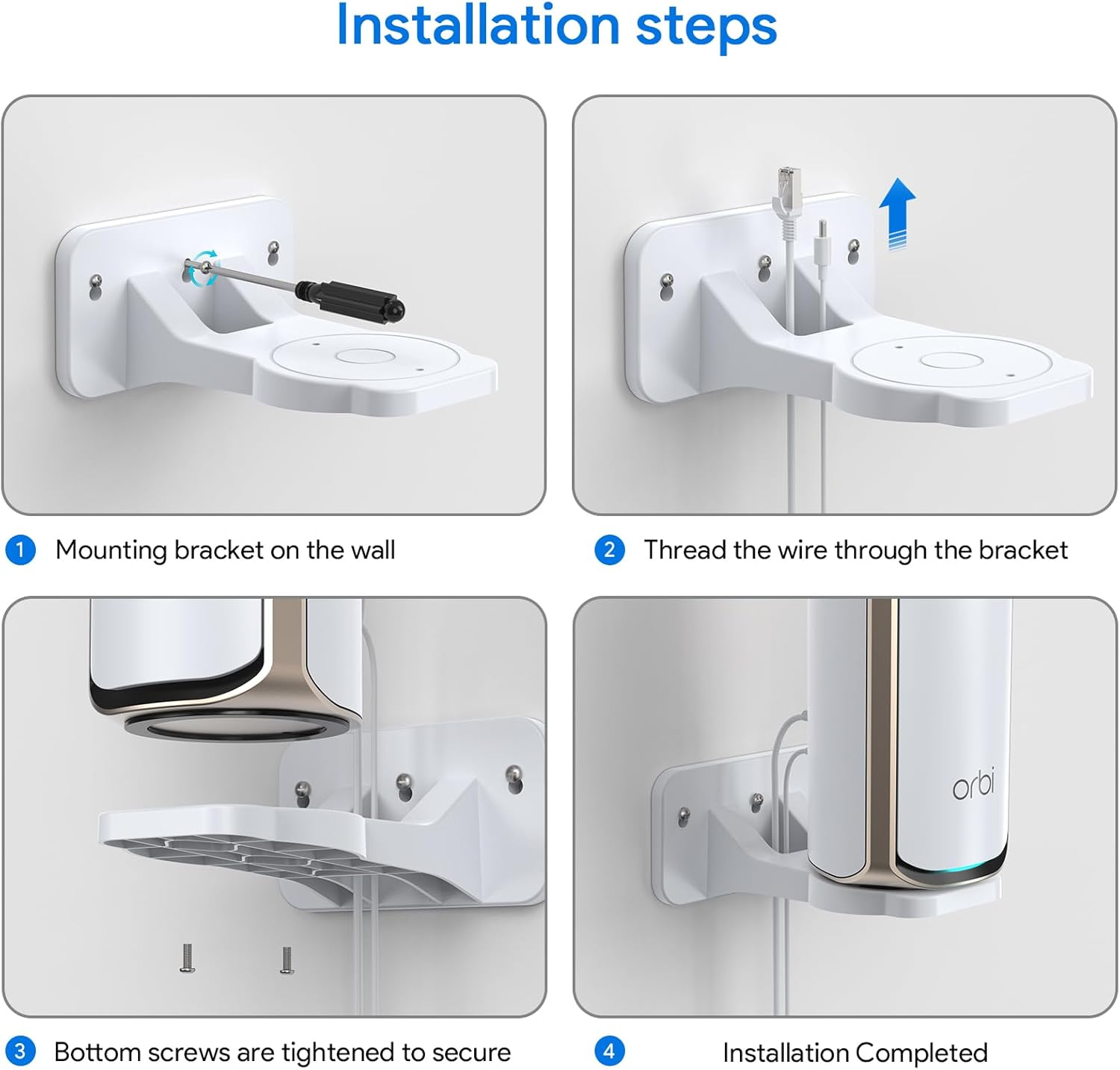 EDUP Wall Mount Kit for Orbi 970 770 870 Wifi 7 Mesh Systems and Netgear Nighthawk Wifi 7 Router (RS100 RS200 RS300 RS500 RS600 RS700S), Enhance Signal Coverage -White (Pack of 2) image number 1