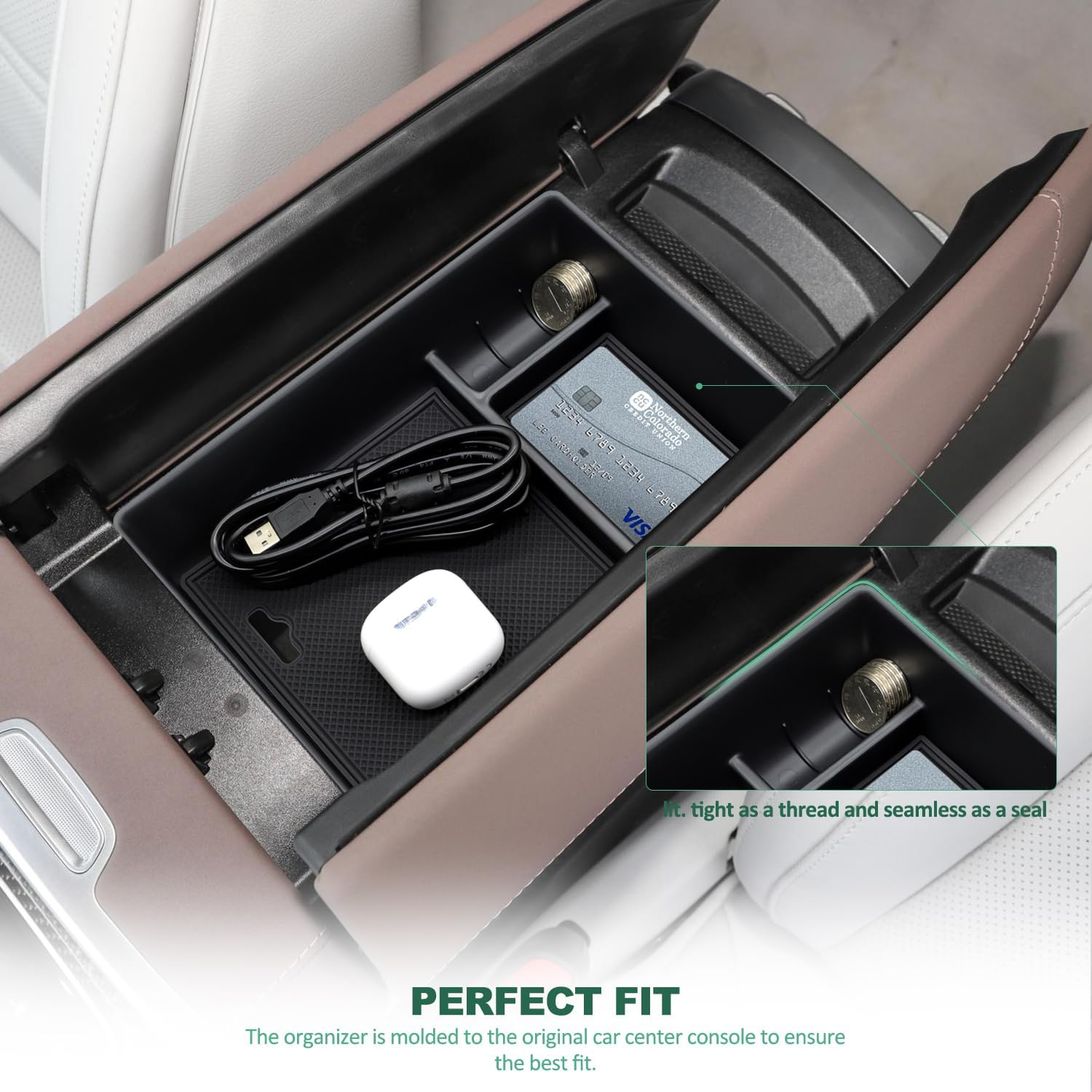 Yboueo for Benz EQE EQS Center Console Organizer Tray，Armrest Storage Box Compatible with Mercedes Benz EQE350 EQE350+ EQE500 EQS 400 450+ 580 AMG 2023+Interior Accessory image number 6