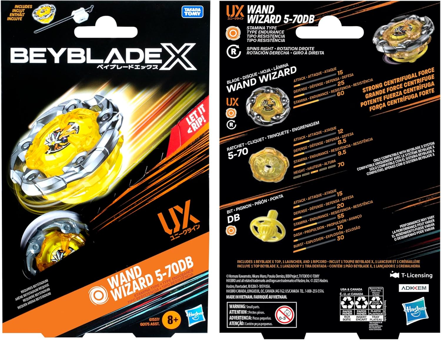 Beyblade X Wand Wizard 5-70DB UX Starter Pack Set with Stamina Type Top and Launcher; Authentic Takara Tomy Battle Tops Games/Toys for Boys and Girls 8+ image number 4