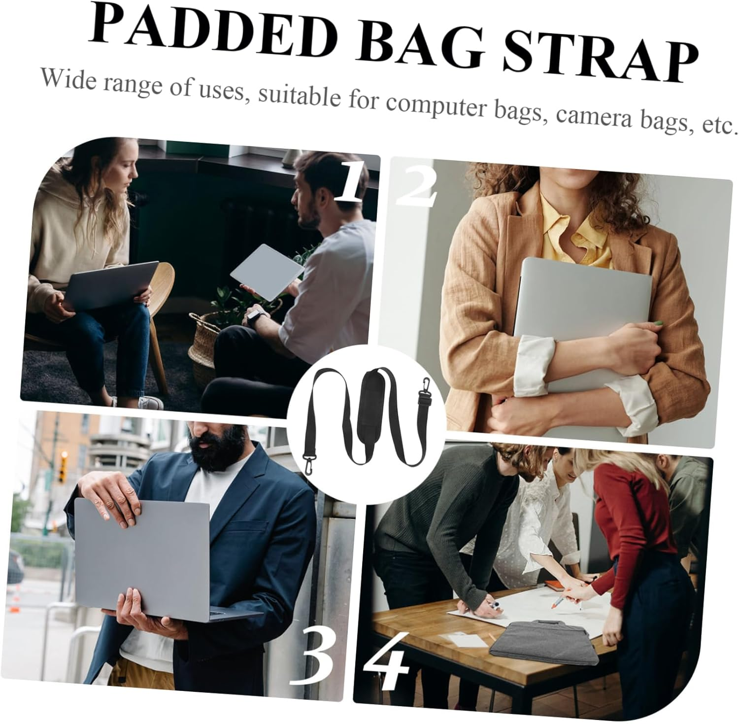 Didiseaon Adjustable Sturdy Shoulder Strap Hooks for Laptop Bag Replacement, Padded Black Nylon and Oxford Fabric, Universal Fit for Messenger Bags, Briefcases, and Luggage image number 3