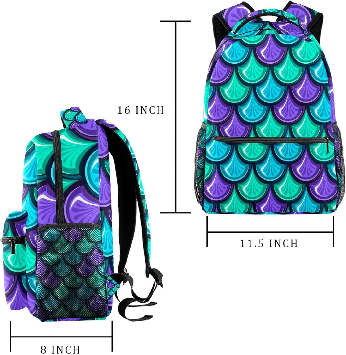 Colorful Shiny River Fish Scales Backpack Students Shoulder Bags Travel Bag College School Tote Backpacks image number 5