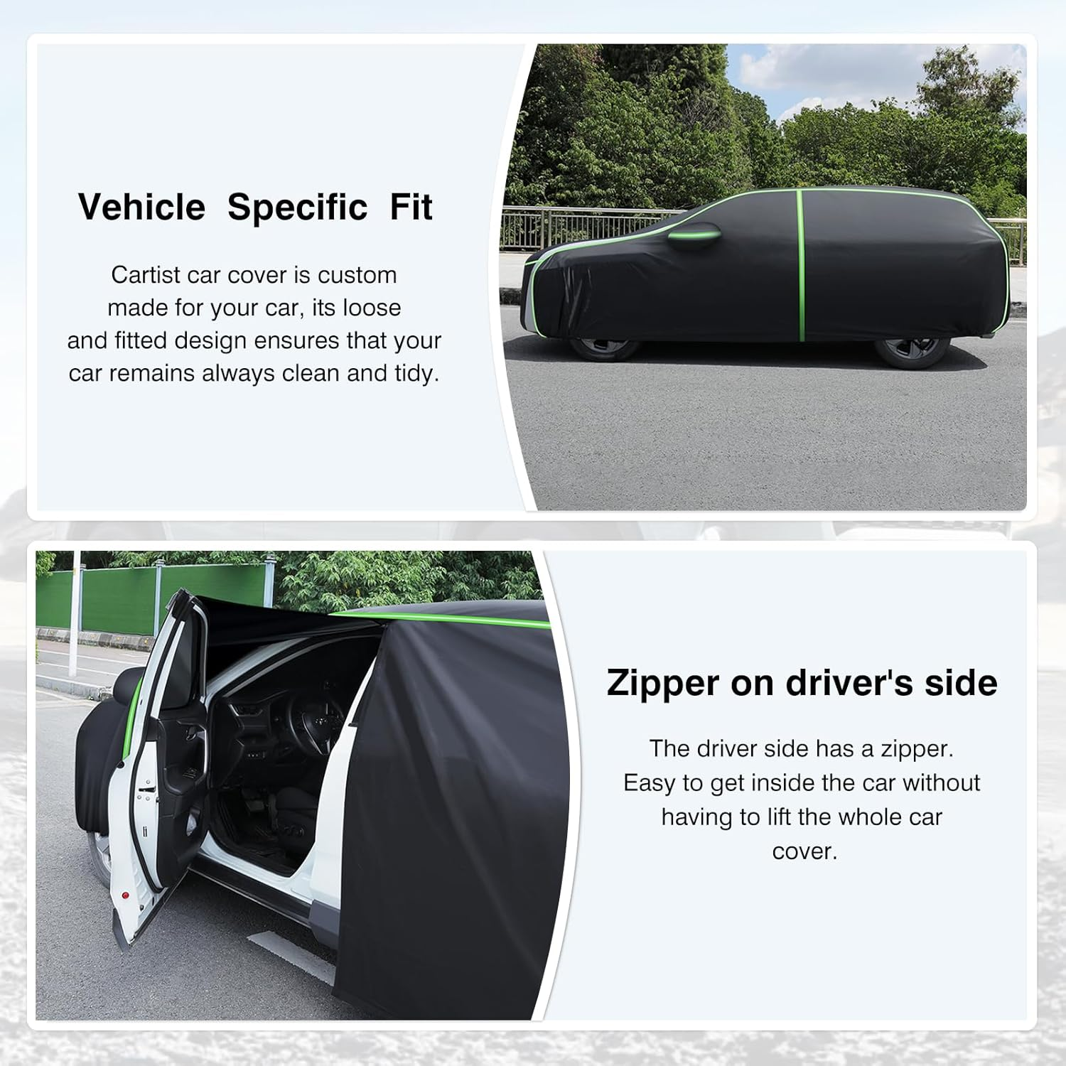 Cartist 420D Sportage Car Cover for Kia Sportage 1995-2025 2026，SUV Car Cover for Sportage Accessories, Outdoor Waterproof Oxford, with Zipper & Reflective Safety Strips image number 3