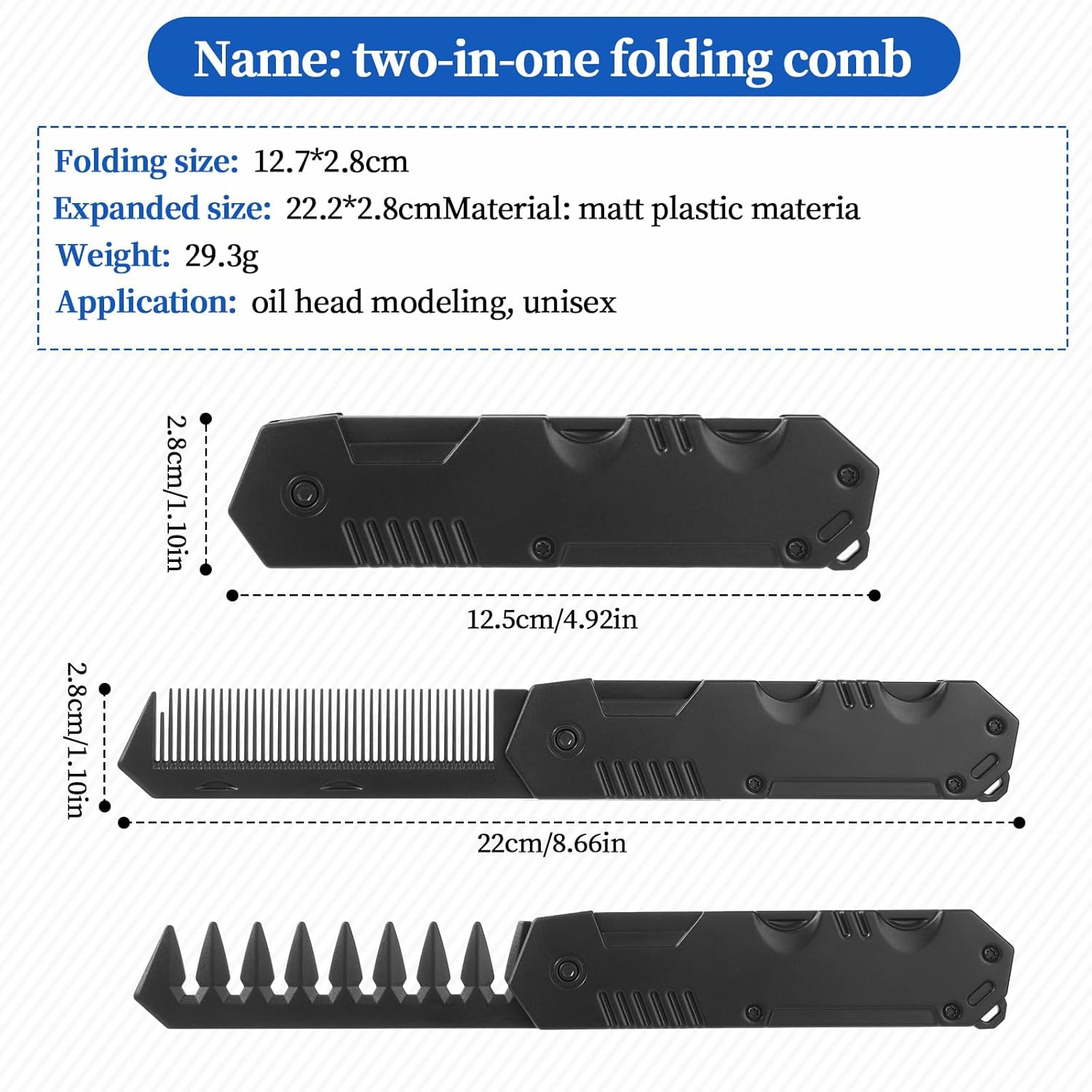 Protable Folding Comb Mens Foldable Hair Comb for Men 2 in 1 Pocket Beard Combs Travel Wide Tooth Size Combs for Groomsmen Father image number 3