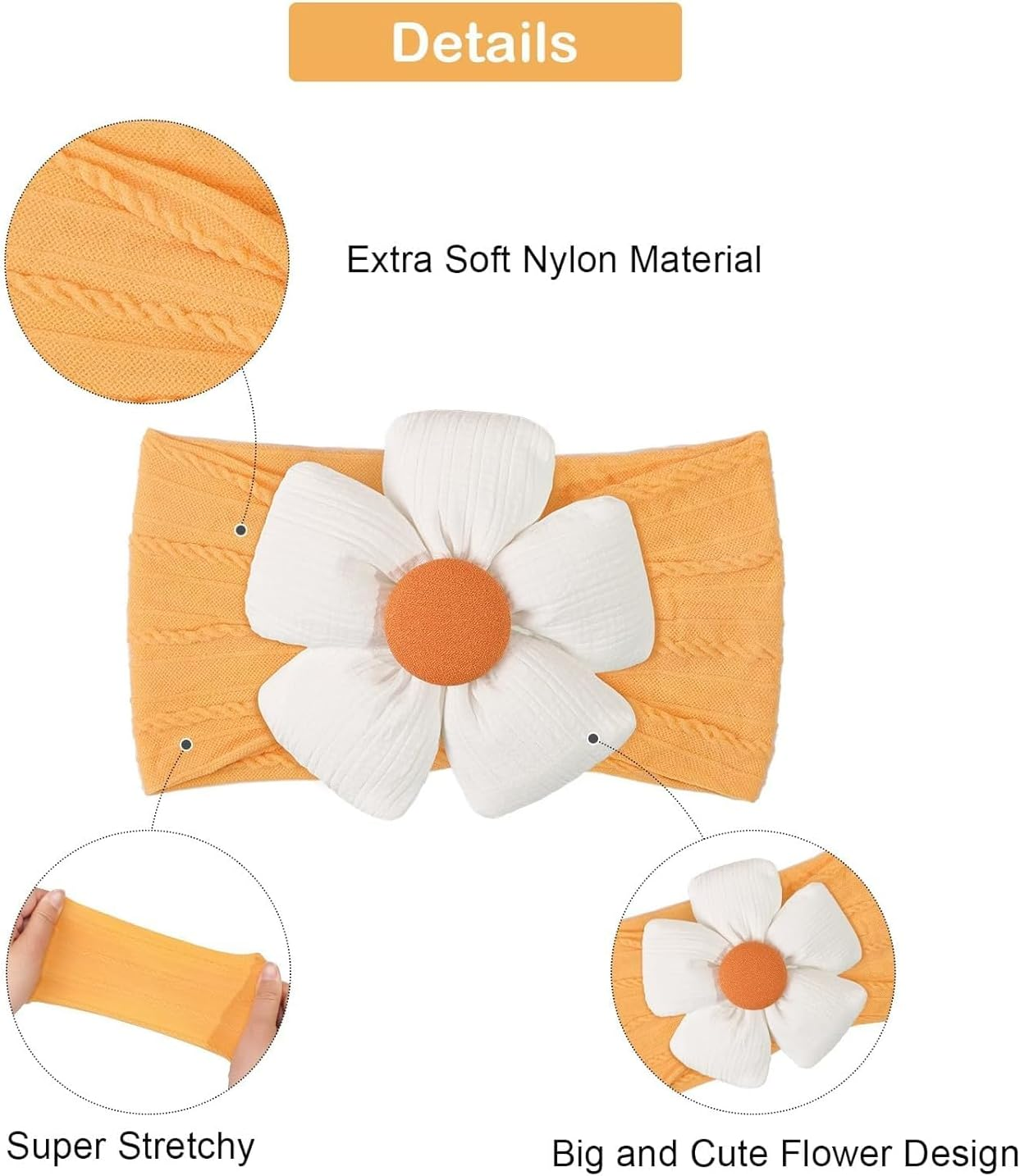 Baby Flower Headbands Baby Girls Flower Bows Nylon Head Wear Hair Accessories for Newborn Infant Toddlers image number 2