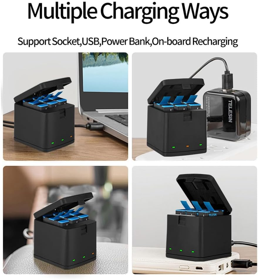 TELESIN 2-Pack Batteries and Triple Charger for Gopro Hero 8 Hero 7 Black Hero 6 Hero 5 Black Hero Camera, with Go Pro Small Carry Case, 2 Battery Case(Fully Compatible with Original) image number 5