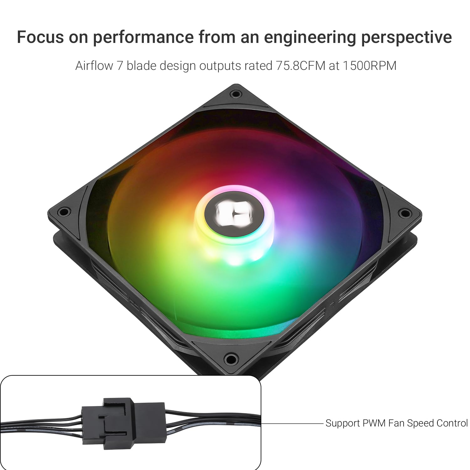 Thermalright TL-C14C-S High Performance Cooler Fan 1500RPM,PWM Cooling Fan, Computer Case Cooling (140Mm, ARGB) image number 2