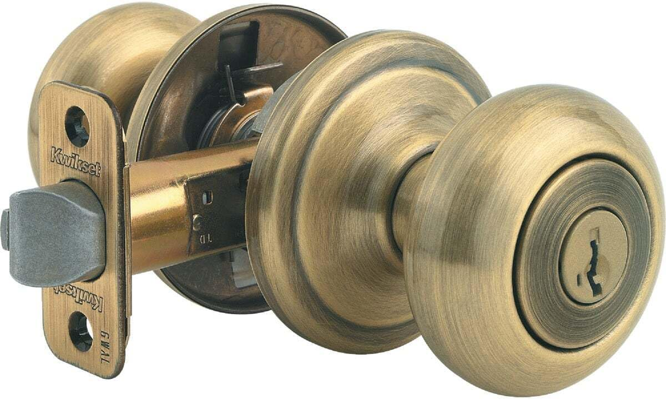 Kwikset Juno Entry Knob Featuring Smartkey in Antique Brass image number 5