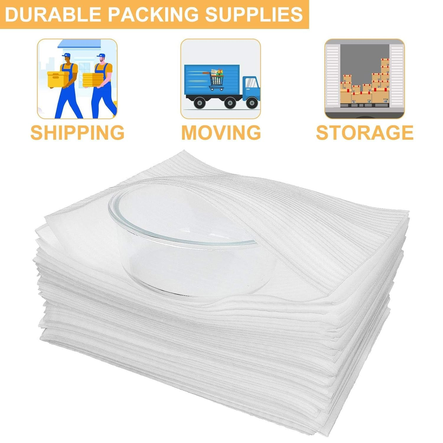 12 X 12 Inch Foam Pouches, 50 Count China Moving Supplies for Packing/Shipping Box, Cushion Foam Wrap Pouches Packing Cushioning Supplies for Protecting Dishes Porcelain Glasses Plates Fragile Items image number 4