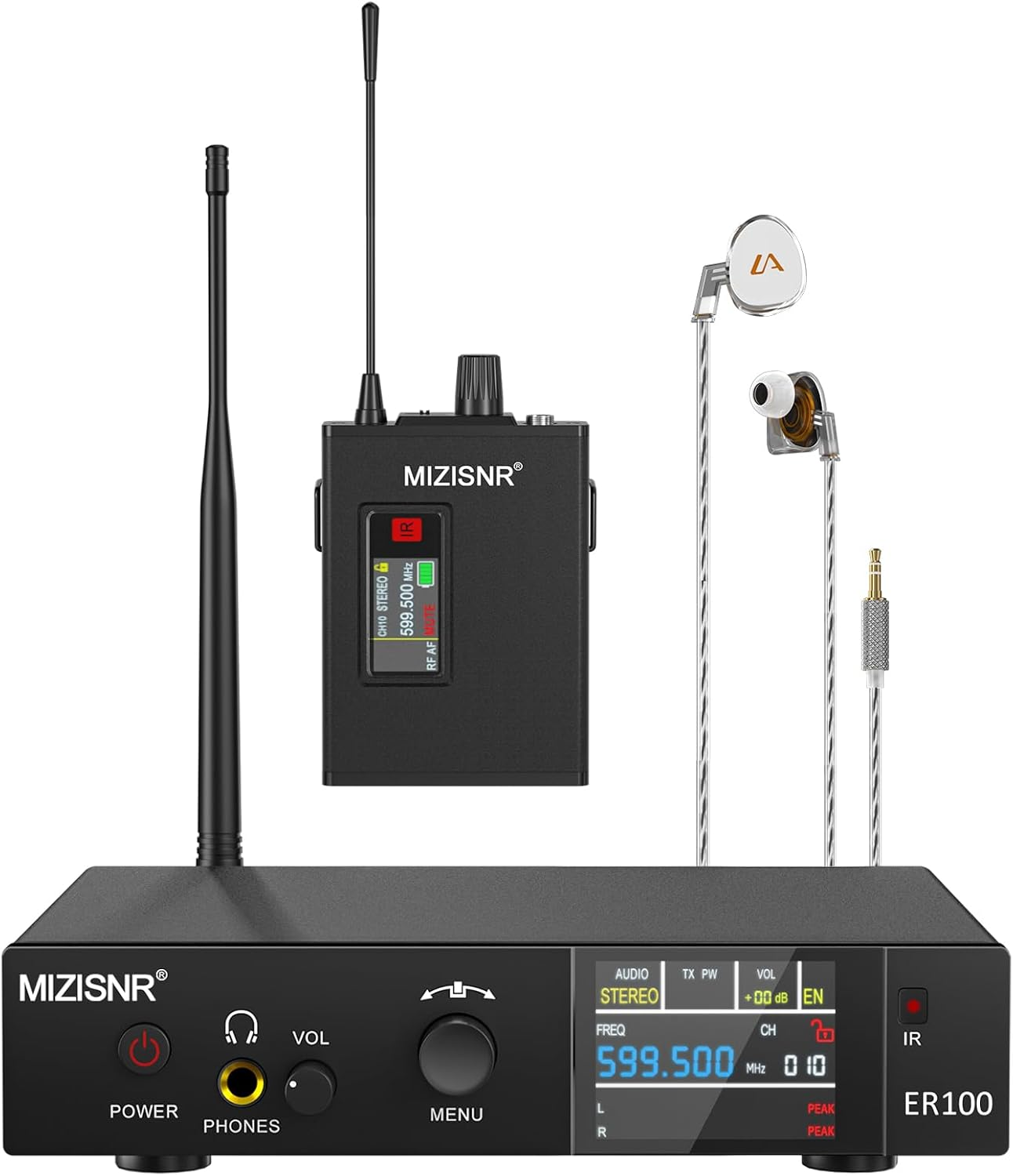 MIZISNR Wireless in Ear Monitor System, Pro UHF Mono Stereo IEM System with Metal Transmitter, 1 Bodypack Receivers W/Monitor Earphones image number 1