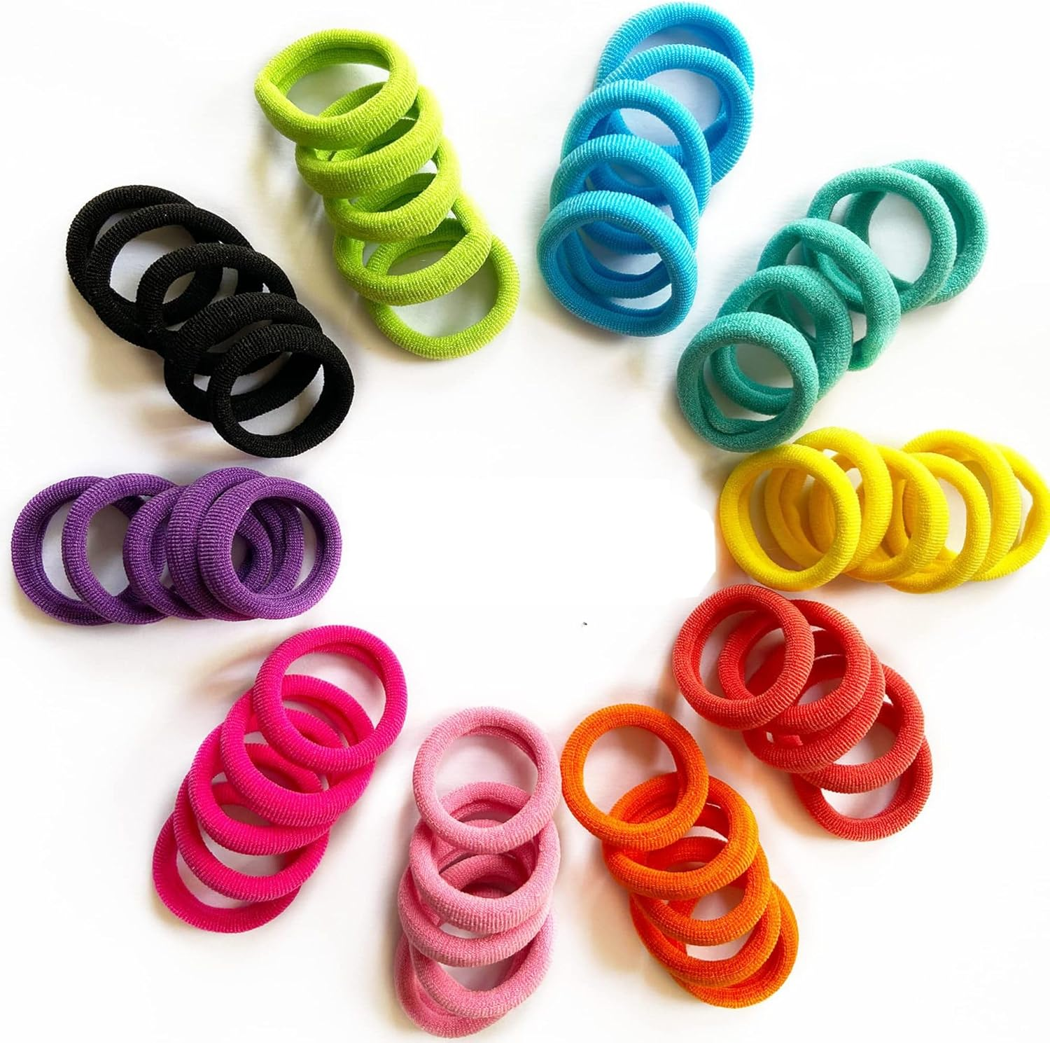 100 Pcs Multicolor Baby Hair Ties - Seamless Cotton Hair Elastics for Toddlers, Girls, and Kids - Soft Ponytail Holders in 10 Colors