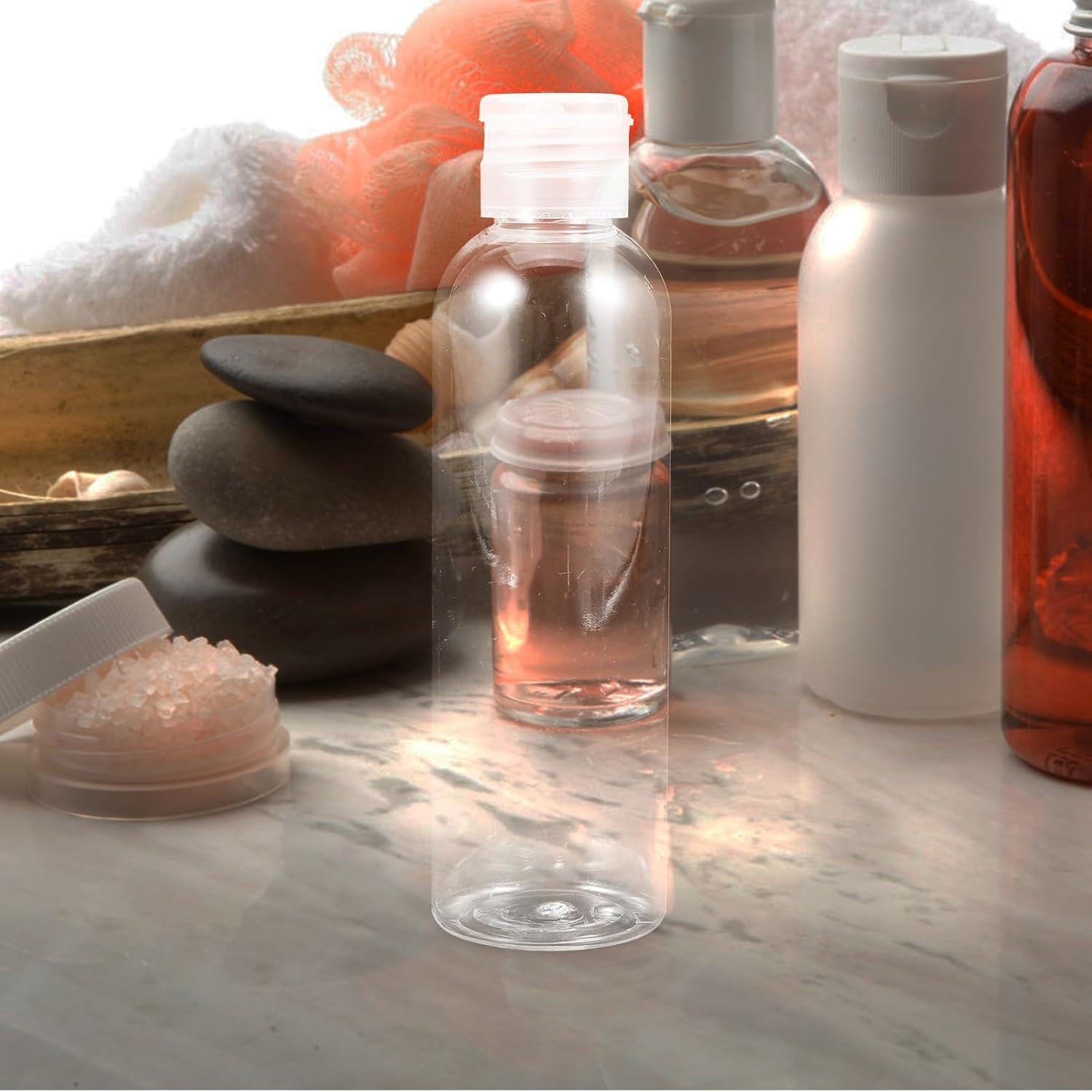 LALADEFIEE 10Pcs Pet Refillable Travel Bottles 200Ml with Flip Cap for Shampoo Lotion Conditioner Toiletries Leak-Proof Plastic Containers for Outdoor and Business Use