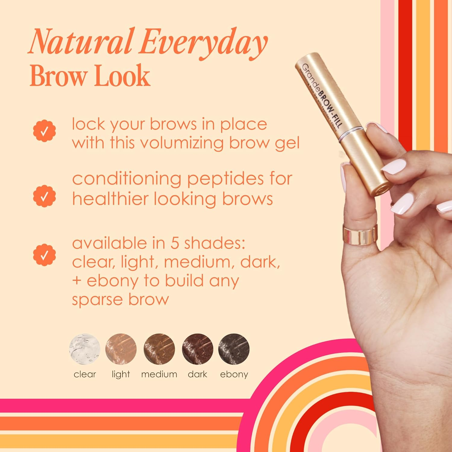 Grande Cosmetics Grandebrow-Fill Volumizing Brow Gel - 5. Ebony image number 6