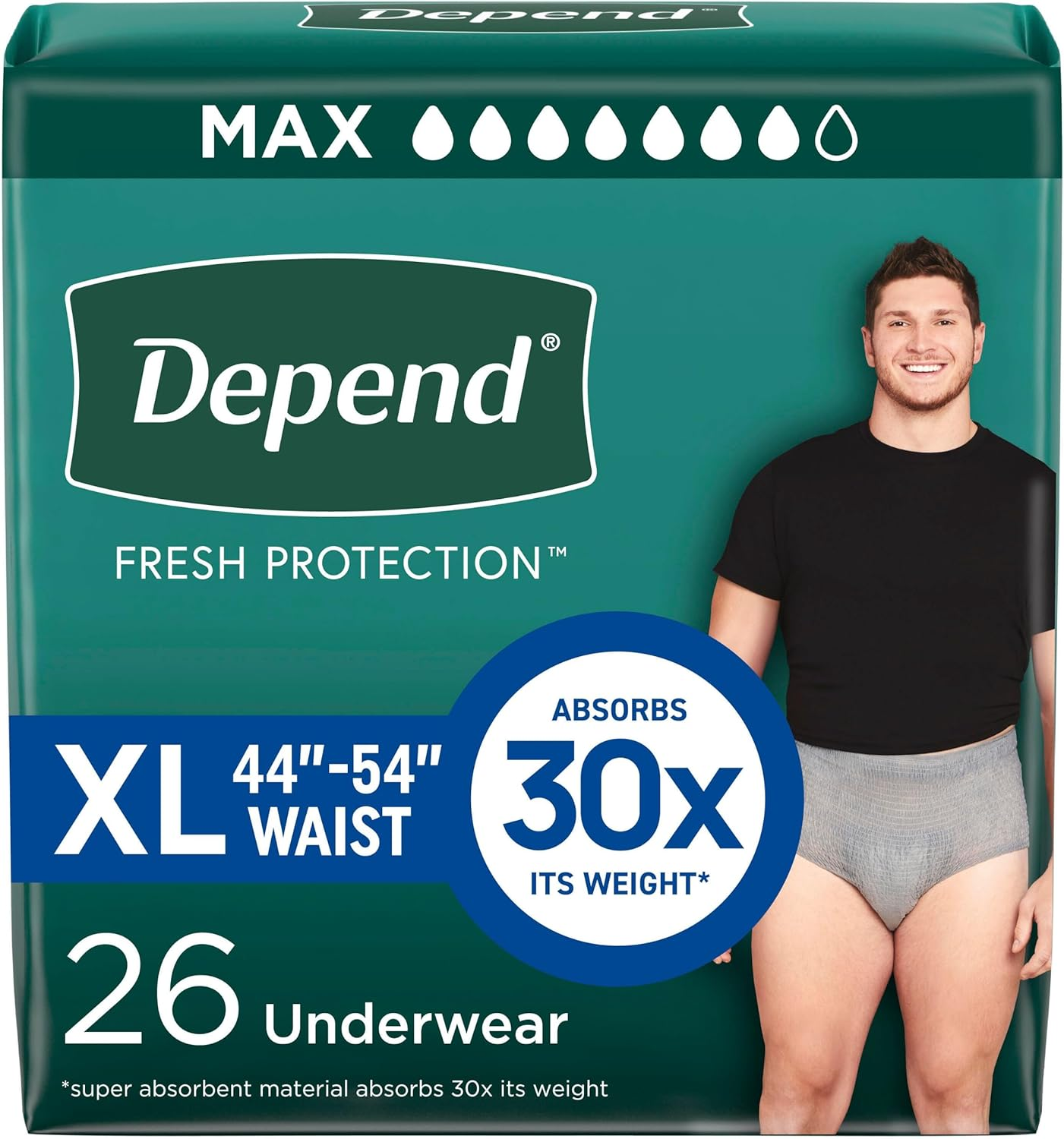 Depend FIT-FLEX Incontinence Underwear for Men, Maximum Absorbency, S/M, 32 Count Packaging May Vary image number 2