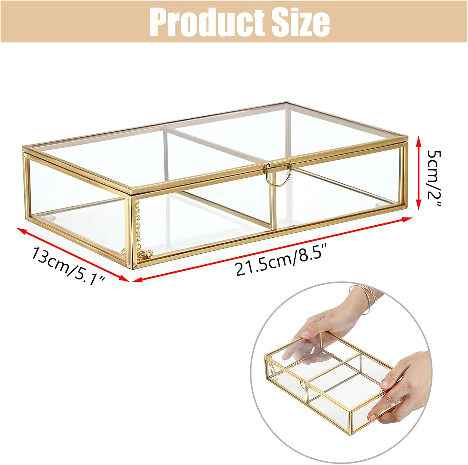 Hipiwe 2 Slots Vintage Glass Keepsake Box Polaroid Photo Storage Box Decorative Photo Organizer image number 1