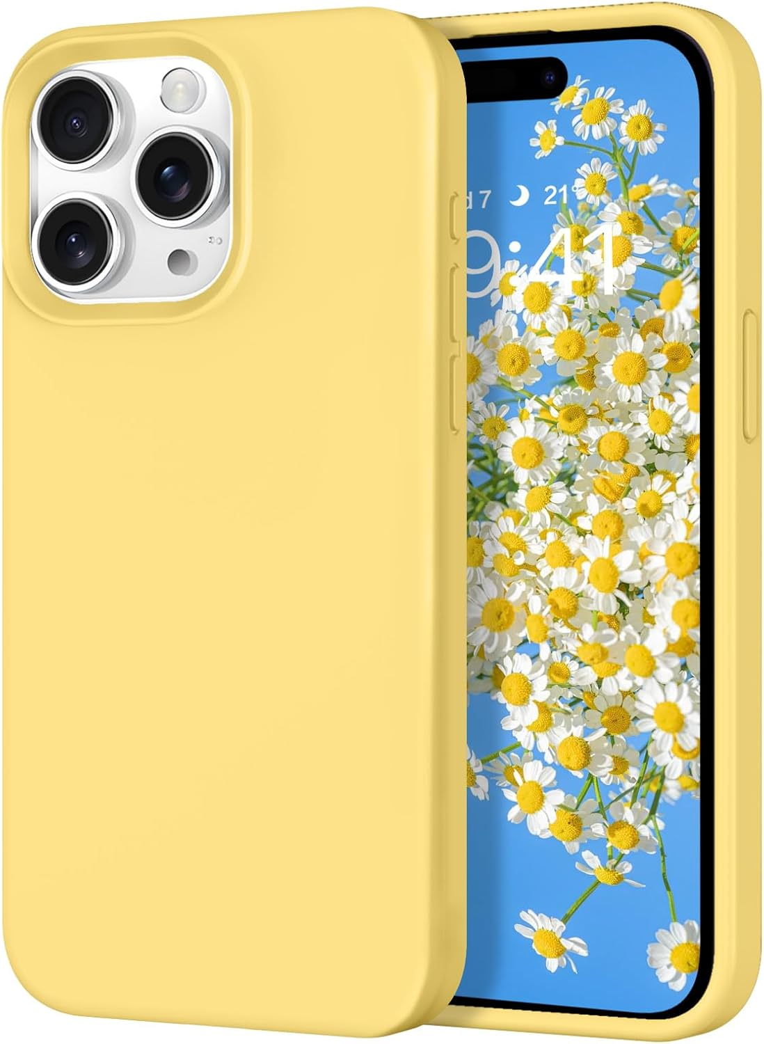 GUAGUA Case for Iphone 15 Pro, Liquid Silicone Soft Gel Rubber Slim Thin Microfiber Lining Cushion Texture Cover Shockproof Protective Phone Cover for Iphone 15 Pro 6.1 Inch, Yellow image number 4