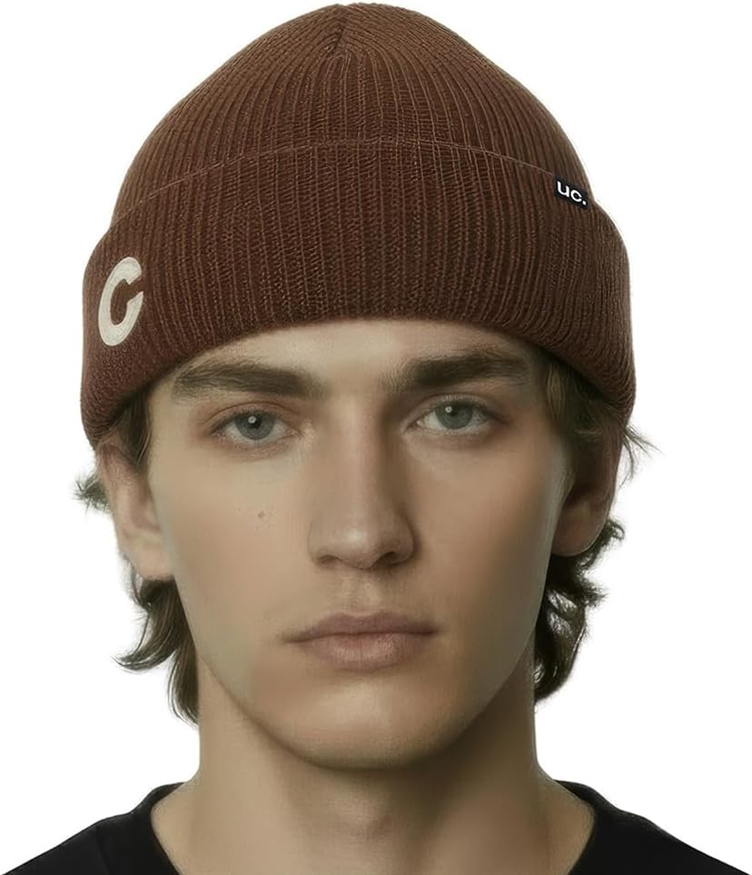 UNDERCONTROL Logo Label Patch Unisex Winter Short Thick Cuffed Rollup Warm Beanie Korea Trawler Fisherman Soft Knit Skullcap