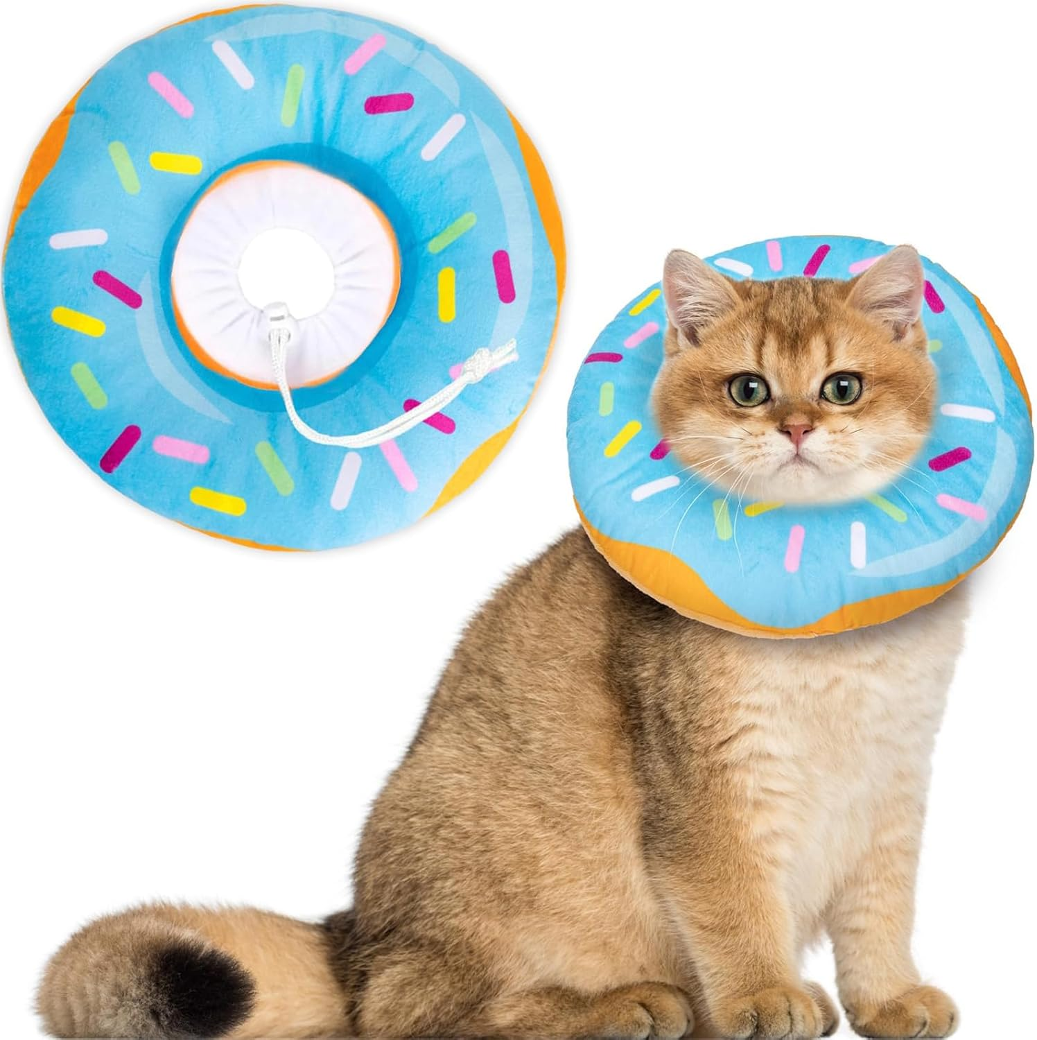Cozioz Soft Cat Cone Collar, Adjustable Recovery Donut for Wound Healing, Comfortable Lightweight Elizabethan Collar to Prevent Licking for Cats and Kittens after Surgery image number 1