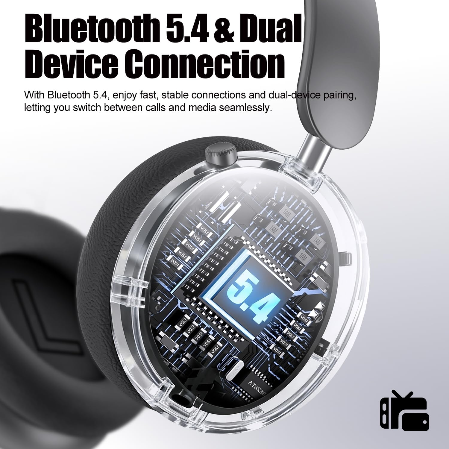 Y06 Wireless over Ear Headphones, Noise Canceling Bluetooth 5.3 Headphones with Eq,Hi-Res Audio,48H Playtime-Grey image number 1