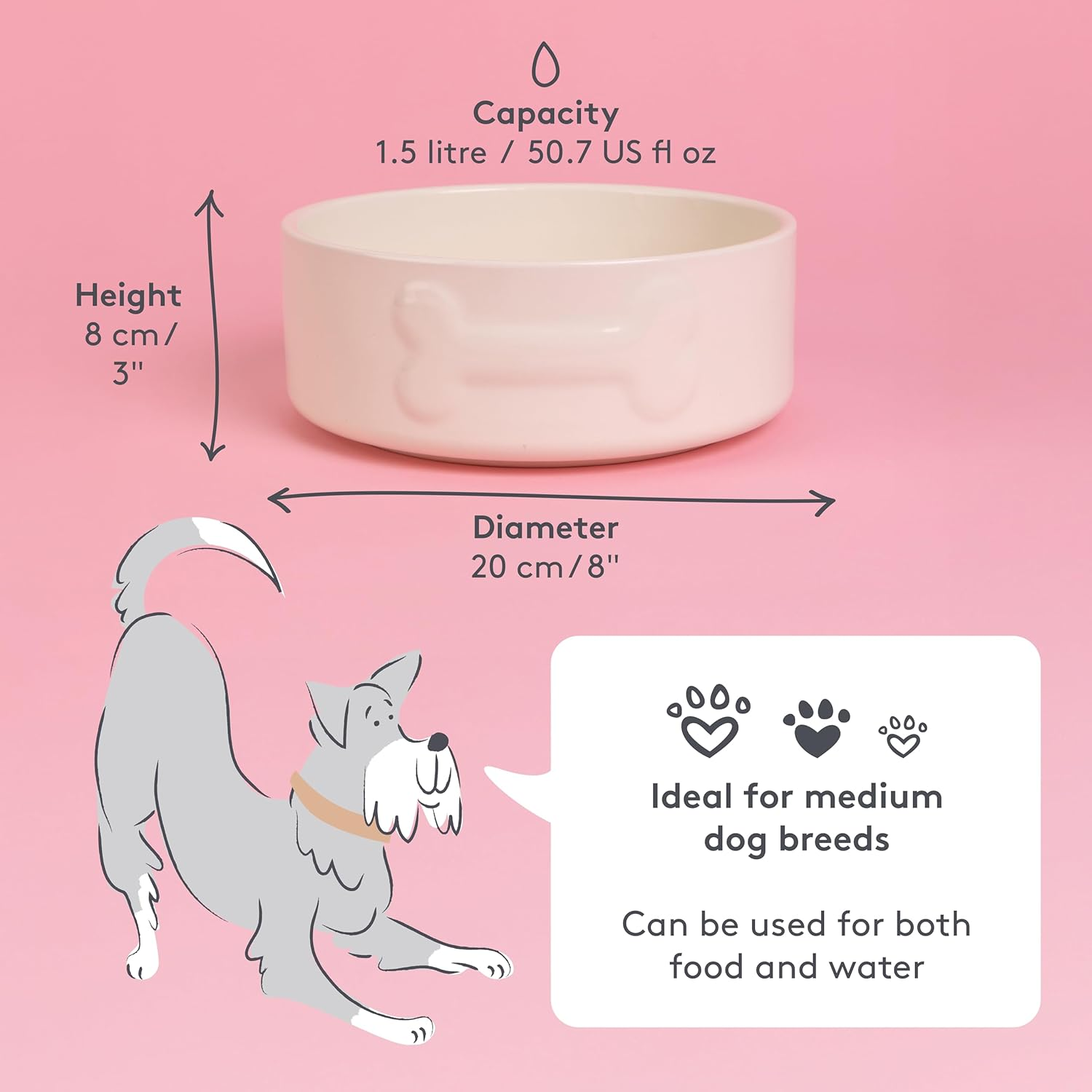 Mason Cash Ceramic Bowl for Dogs and Cats, 20 Cm, Cream image number 4