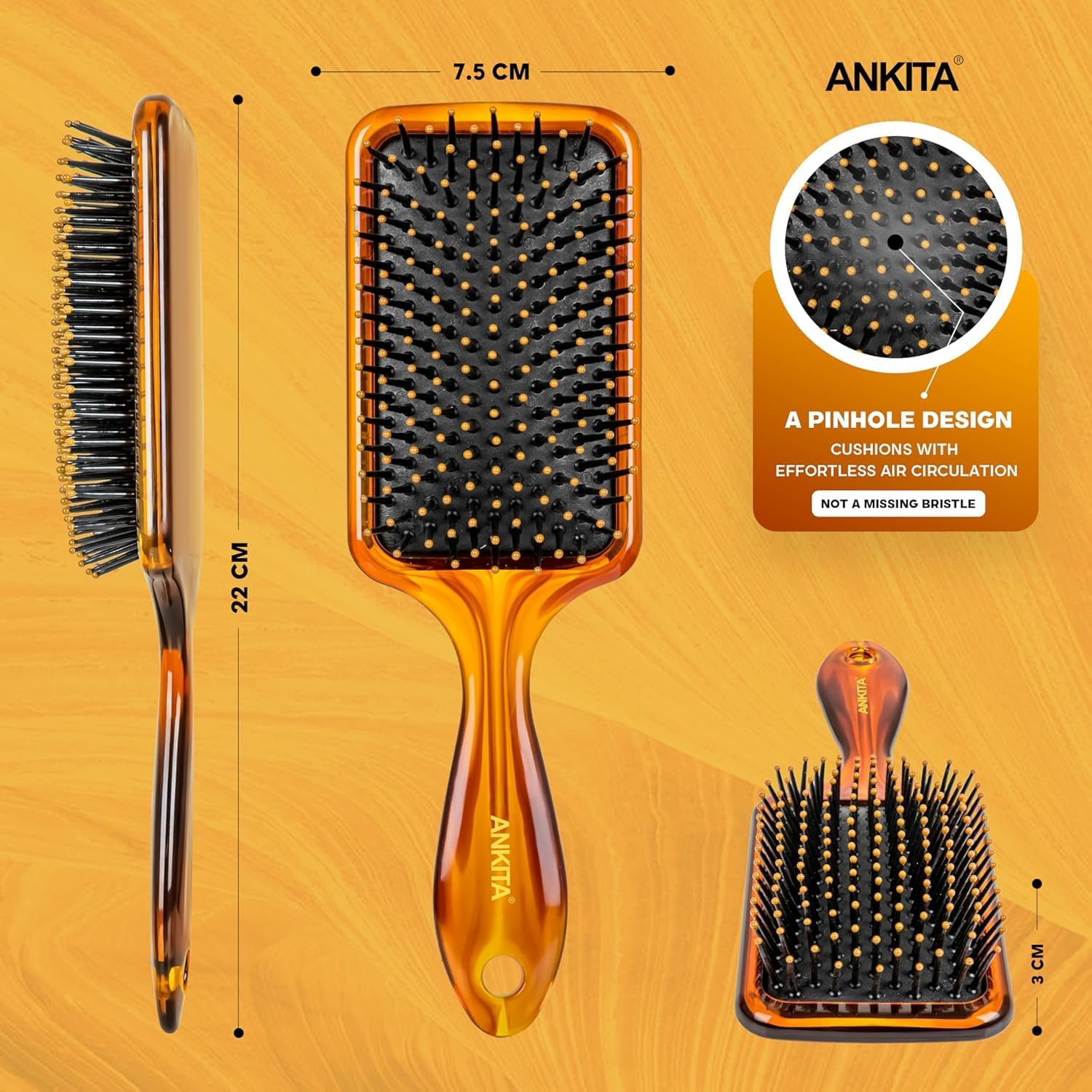 Ankita Paddle Hair Brush (Mini Handle) | Handy Hair Brush | Hair Brush for Men and Women | Hair Brush under 200 | image number 5