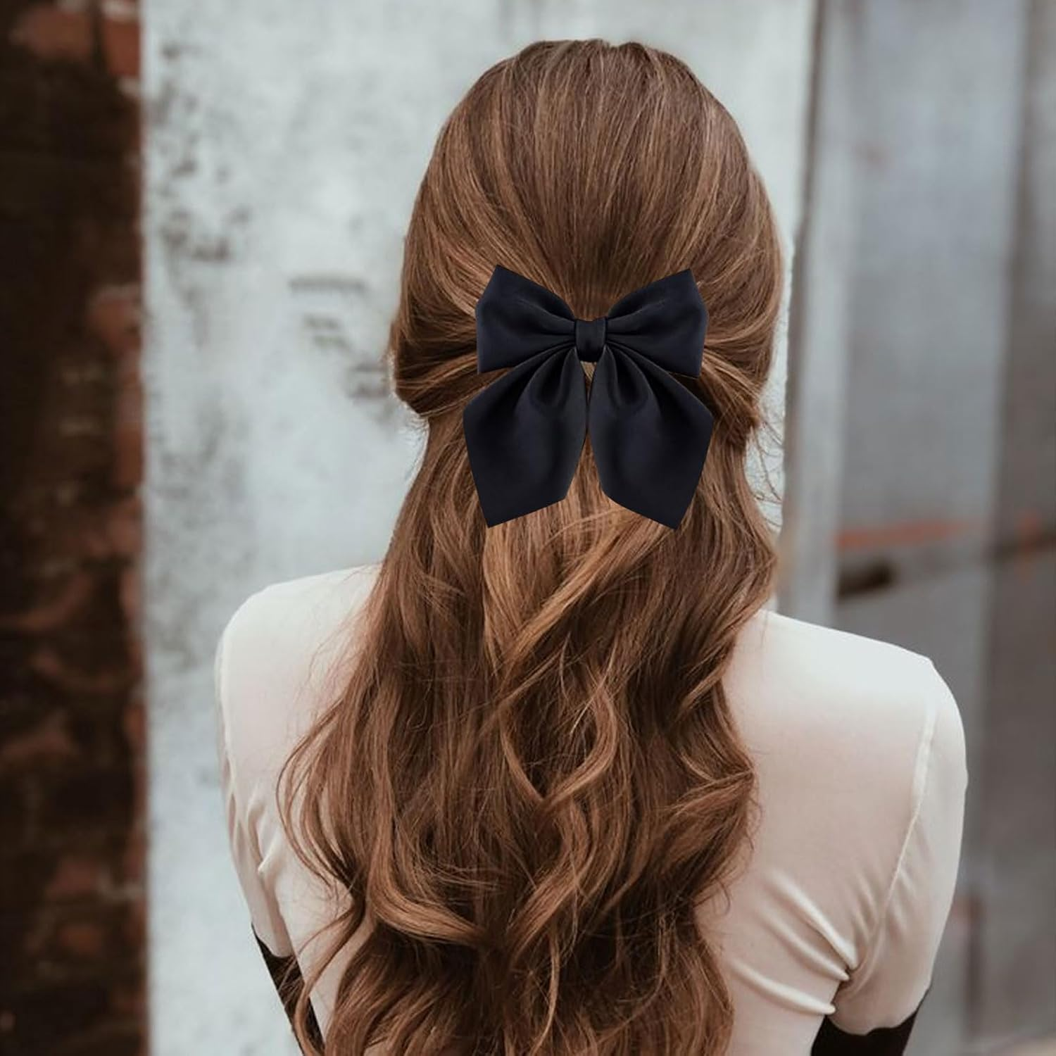 Muorruo 8 Pieces Hair Bows for Women, Short Bow Hair Clips, Small Alligator Hair Clips, Cute Accessories for Girls, Bow Clips for Thick and Thin Hair, Black/Khaki image number 2