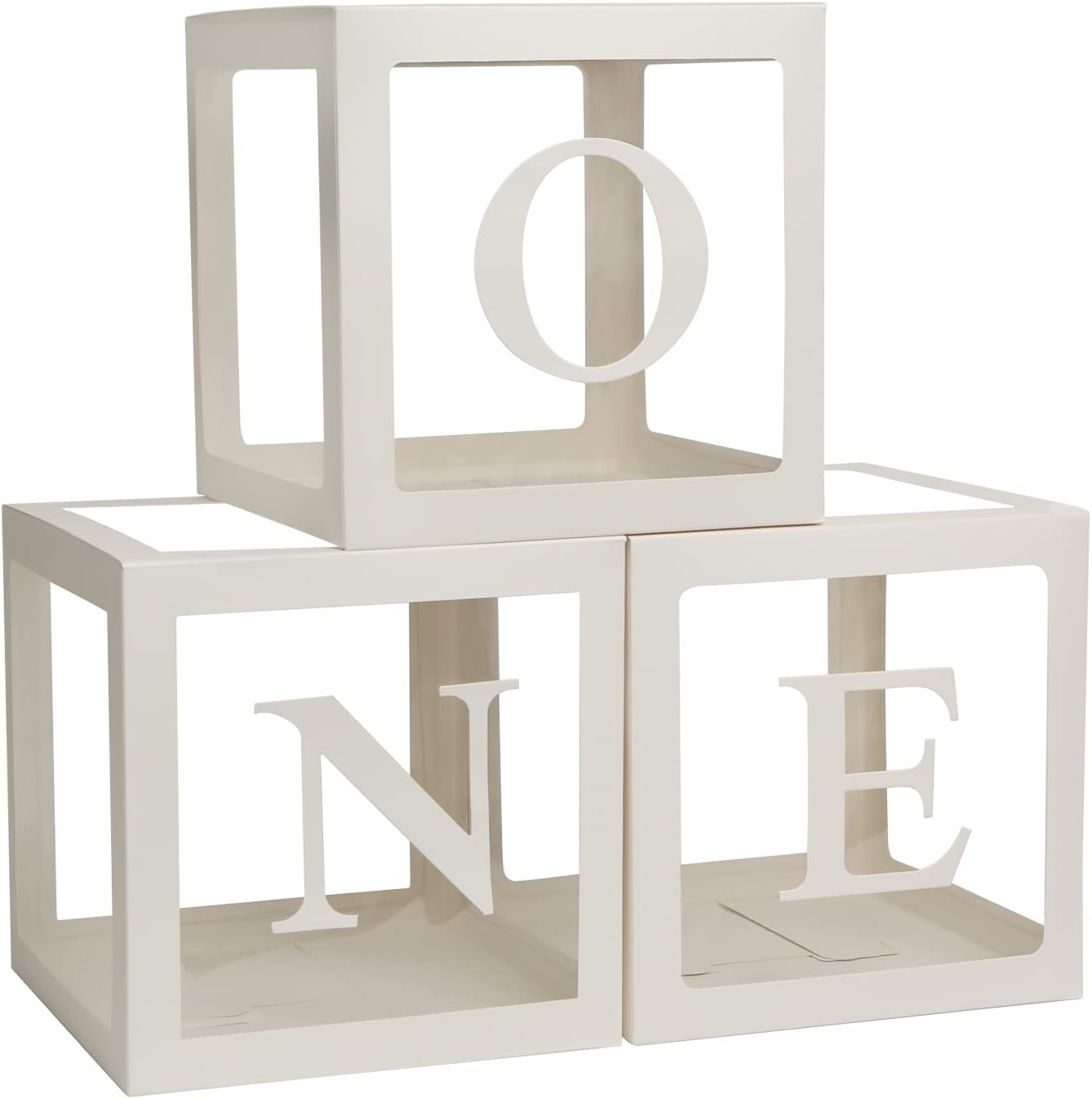 YALLOVE Baby Boxes for 1St Birthday, ONE Letters for Baby Shower Decoration, White Transparent Balloon Gift Box - Silver-One image number 5