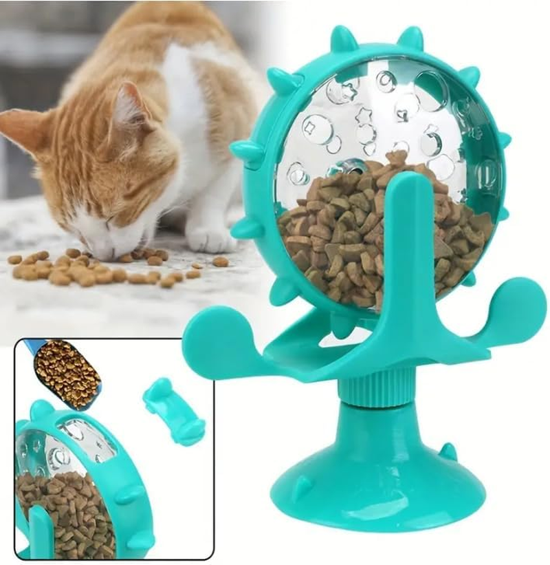 PELLUM Smart Cat IQ Boosting Puzzle Feeder, Interactive Cat Treat Puzzle, Engaging Interactive Cat Toy for Mental Stimulation & Slow Feeding (Blue) - Red-Blue image number 3